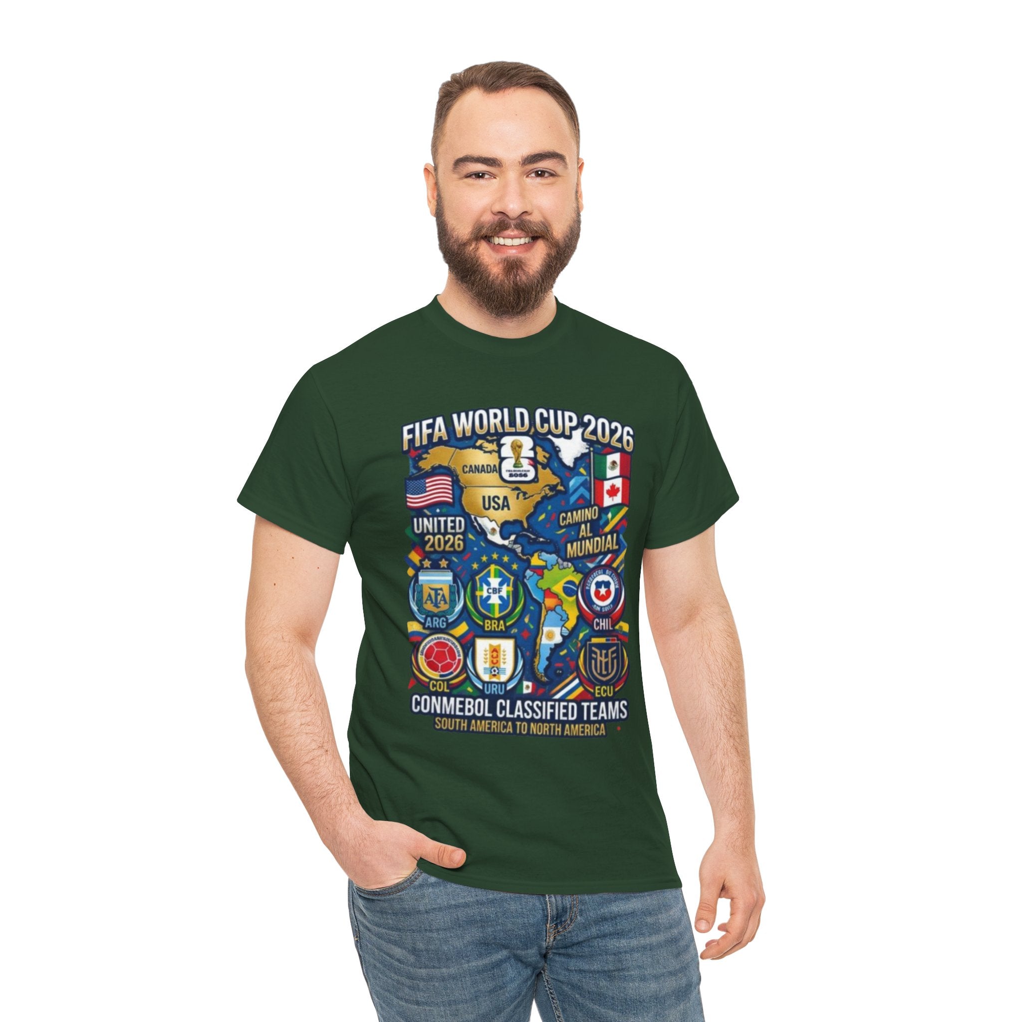 World Cup 2026 Teams T-Shirt — CONMEBOL & CONCACAF Qualified Badges Tee