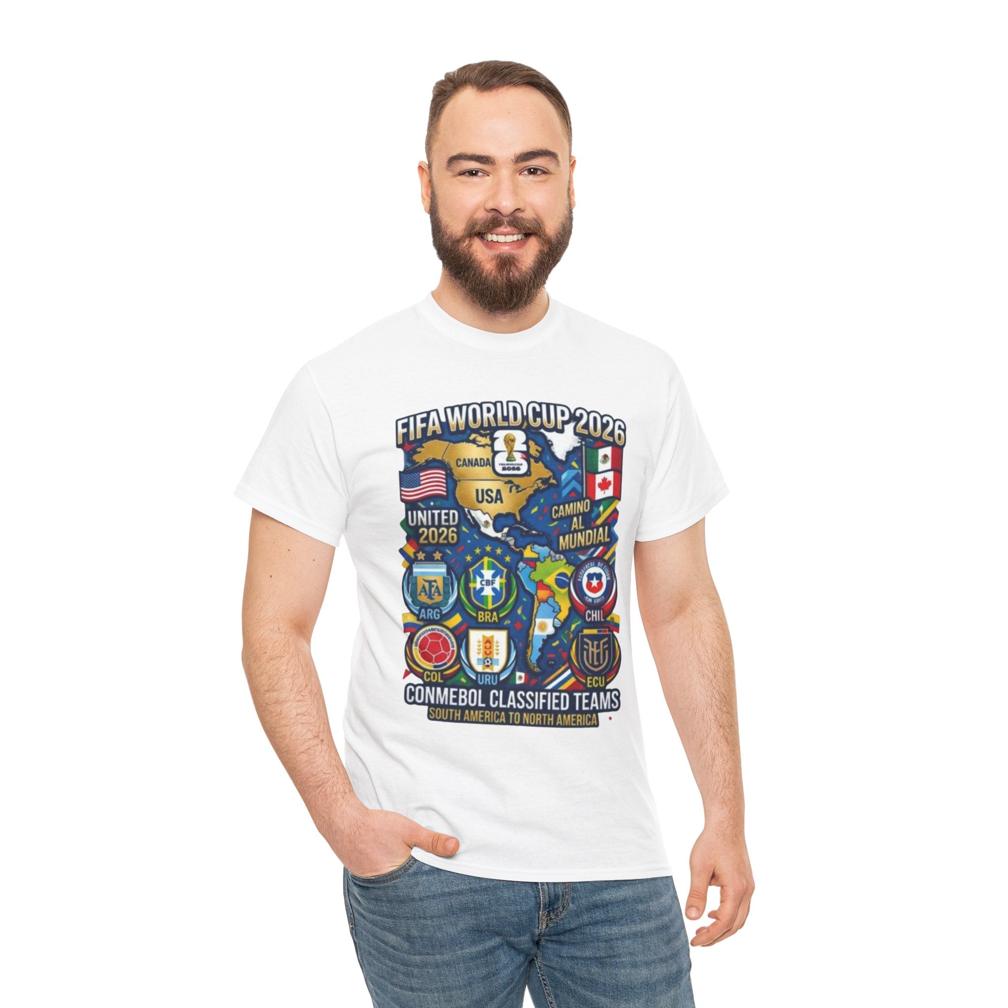 World Cup 2026 Teams T-Shirt — CONMEBOL & CONCACAF Qualified Badges Tee