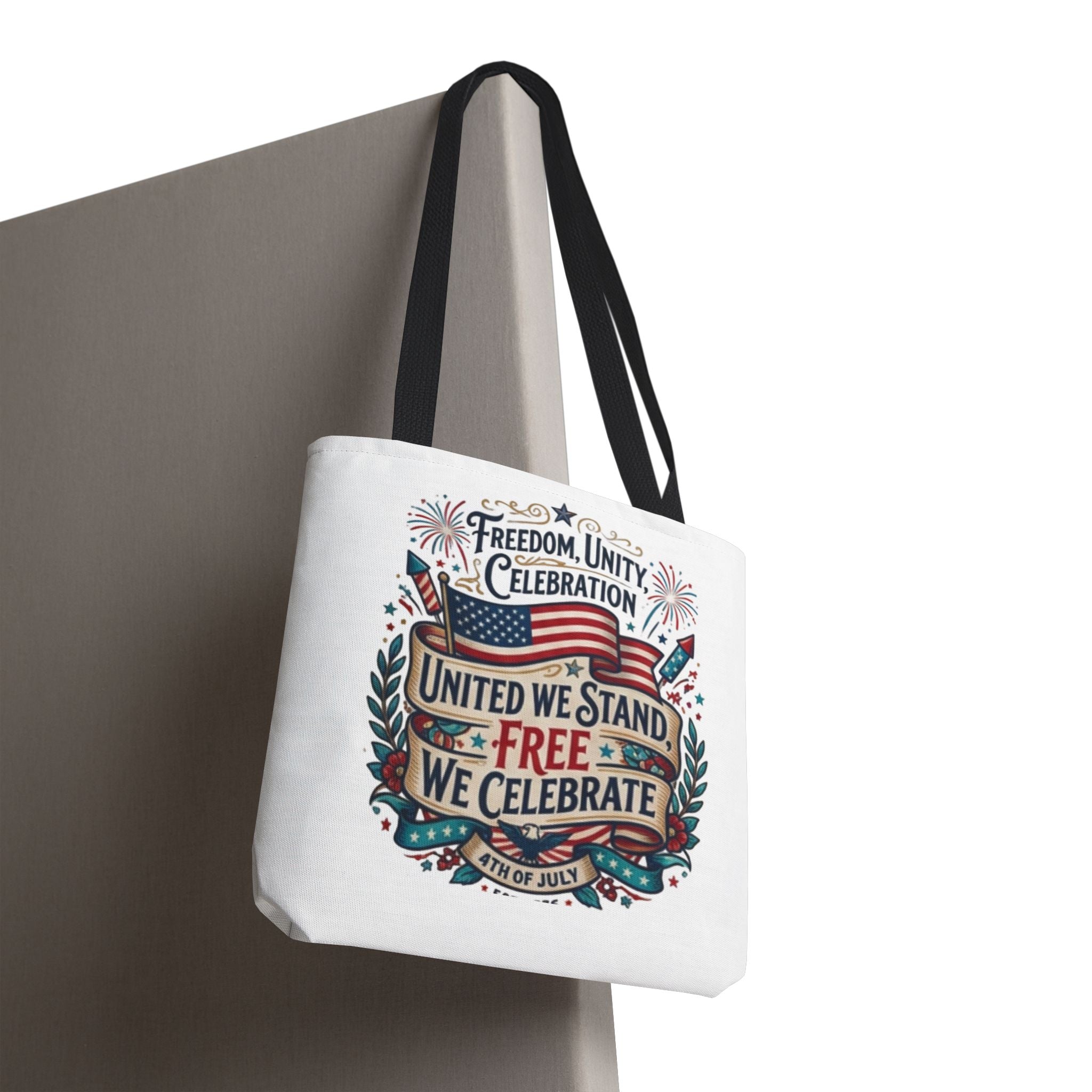 Patriotic 4th of July Tote Bag – "United We Stand, Free We Celebrate"