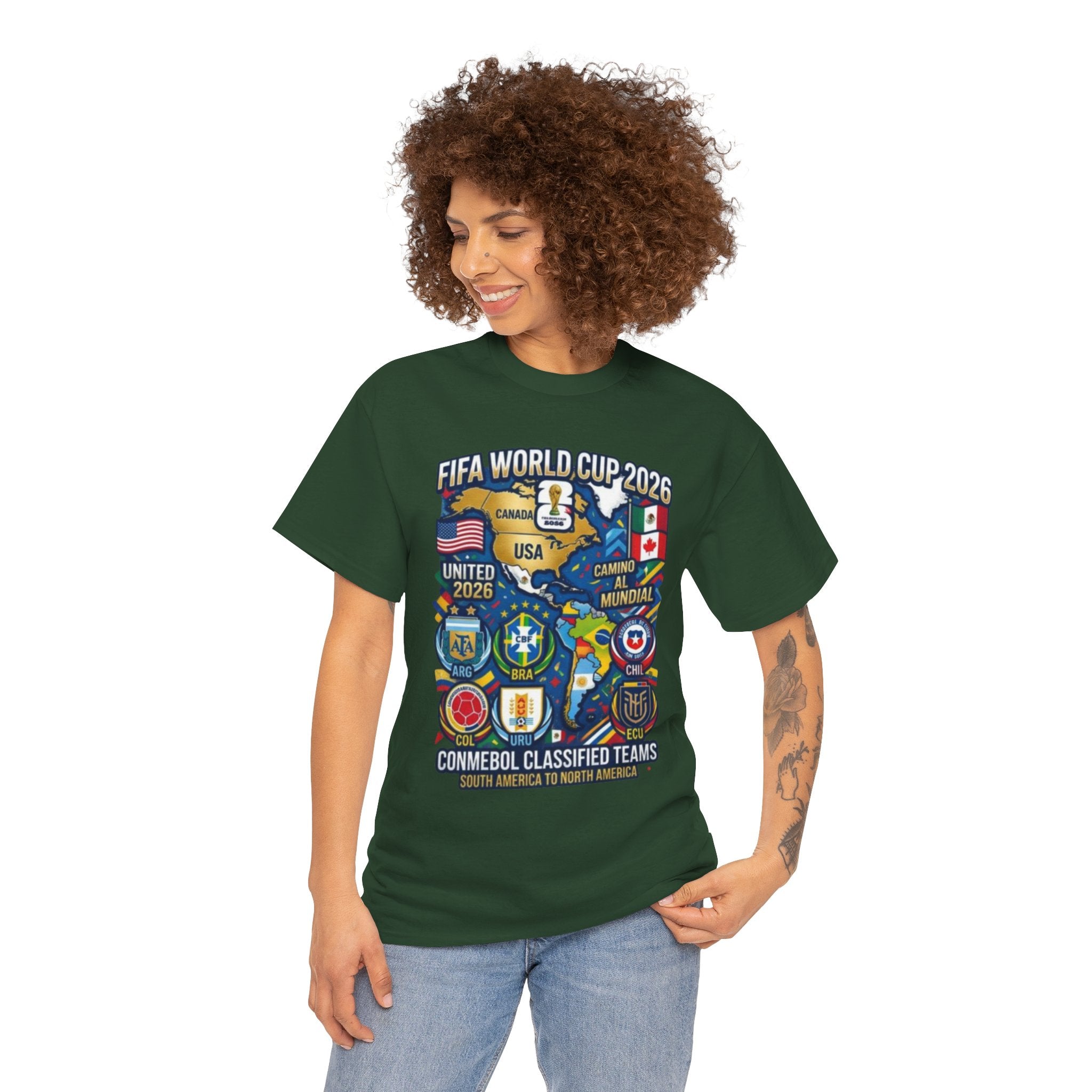 World Cup 2026 Teams T-Shirt — CONMEBOL & CONCACAF Qualified Badges Tee