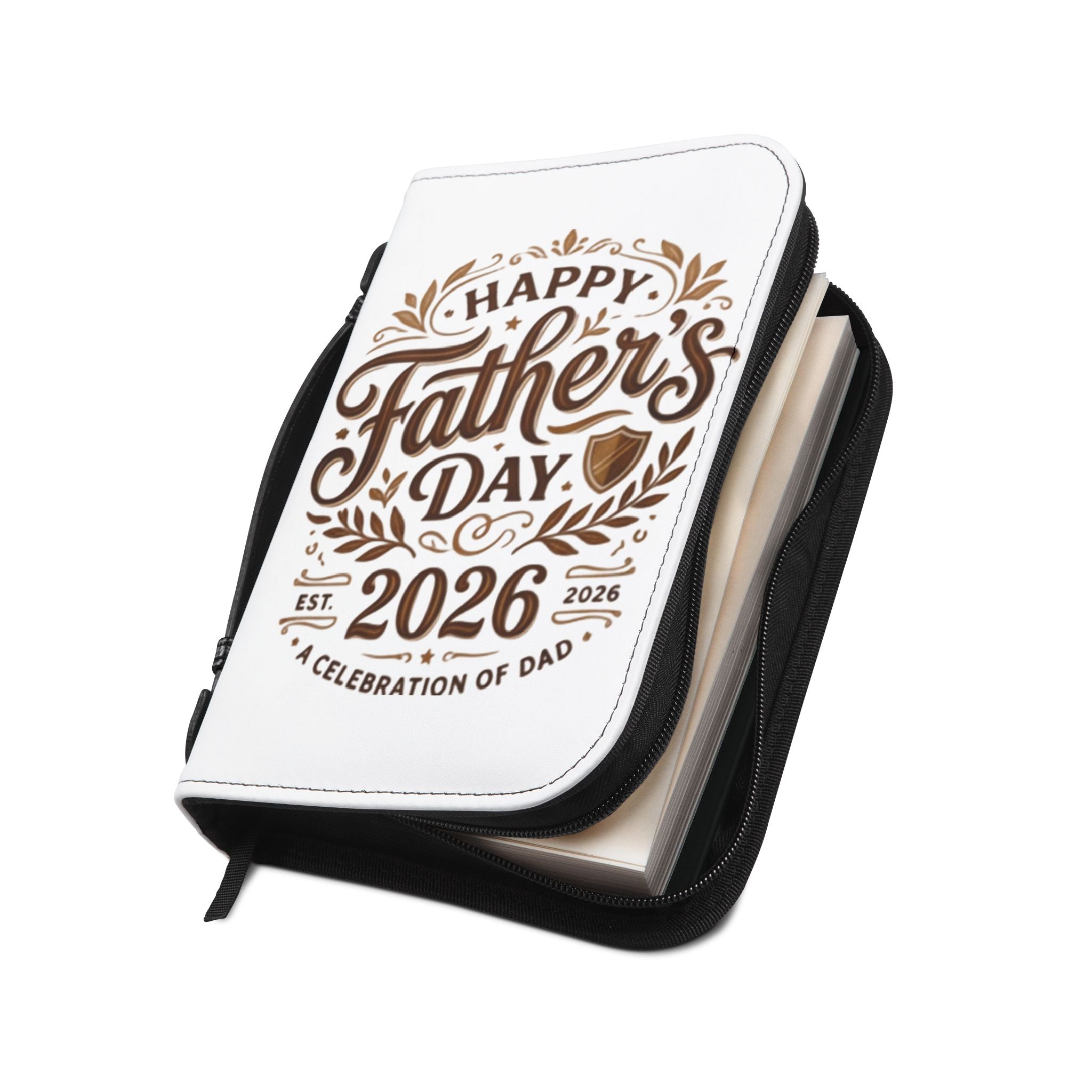 Father's Day 2026 Bible Cover – "Happy Father's Day" Leather Zippered Case
