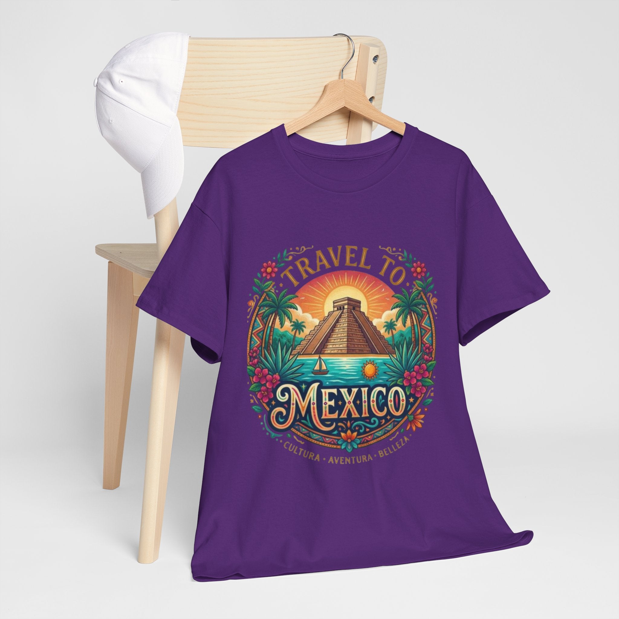 Travel to Mexico T-Shirt — Vintage Pyramid Sunset Vacation Tee