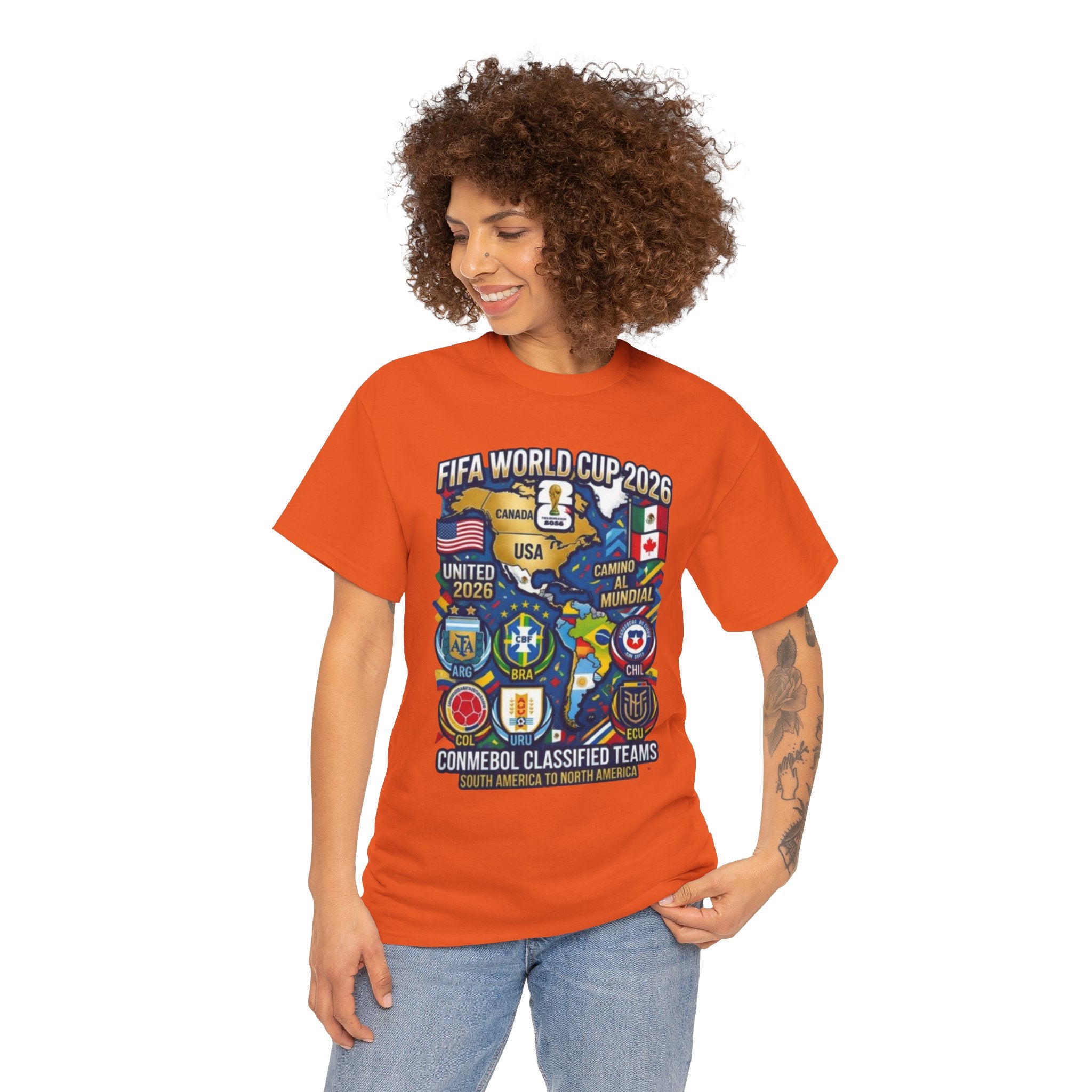 World Cup 2026 Teams T-Shirt — CONMEBOL & CONCACAF Qualified Badges Tee