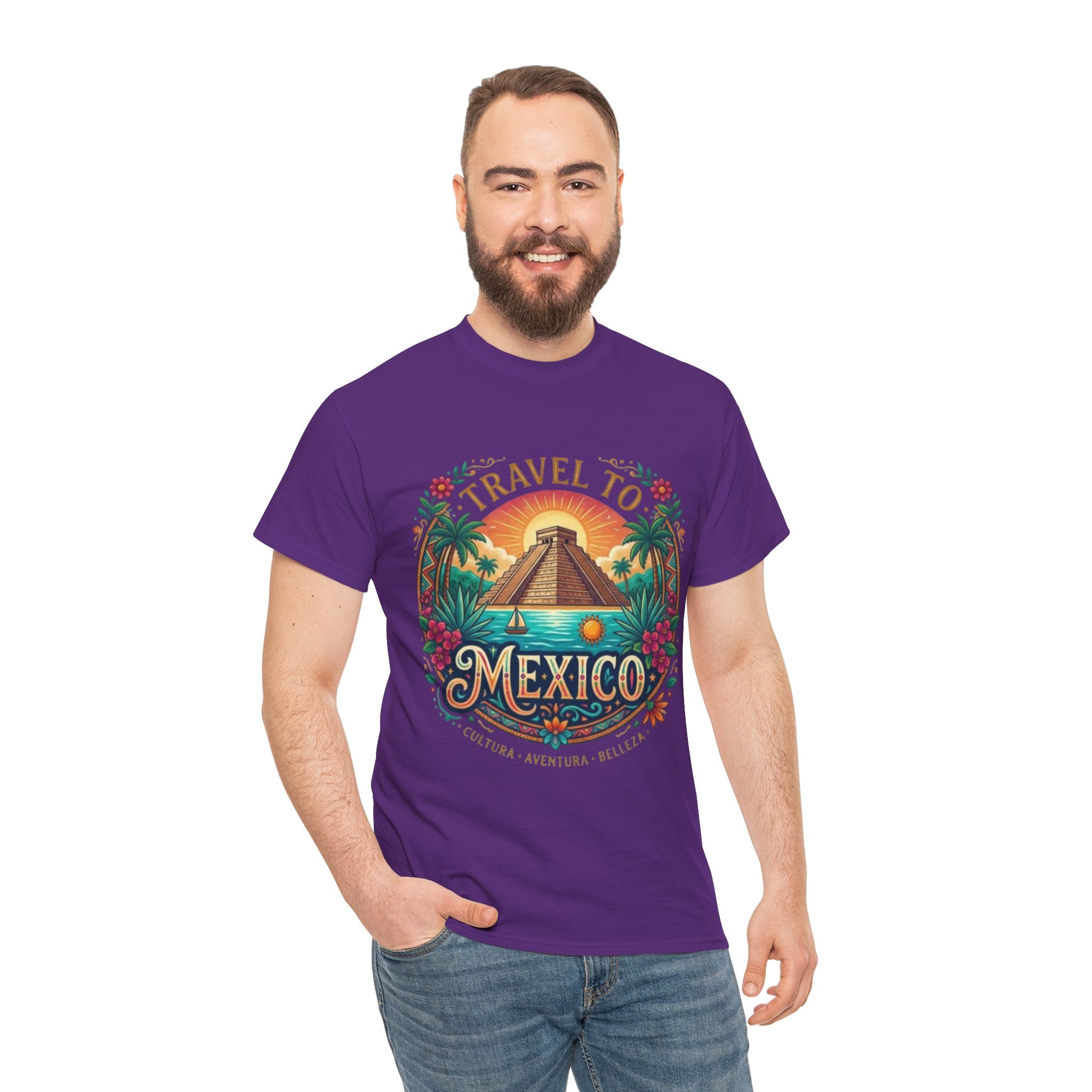 Travel to Mexico T-Shirt — Vintage Pyramid Sunset Vacation Tee