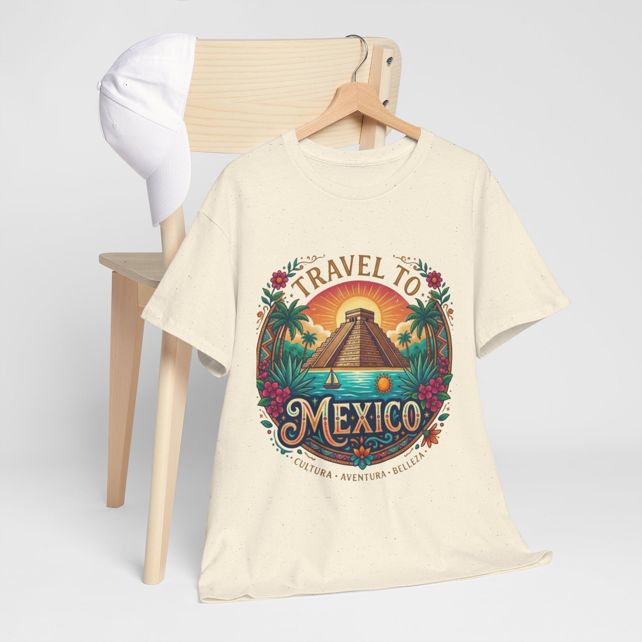 Travel to Mexico T-Shirt — Vintage Pyramid Sunset Vacation Tee