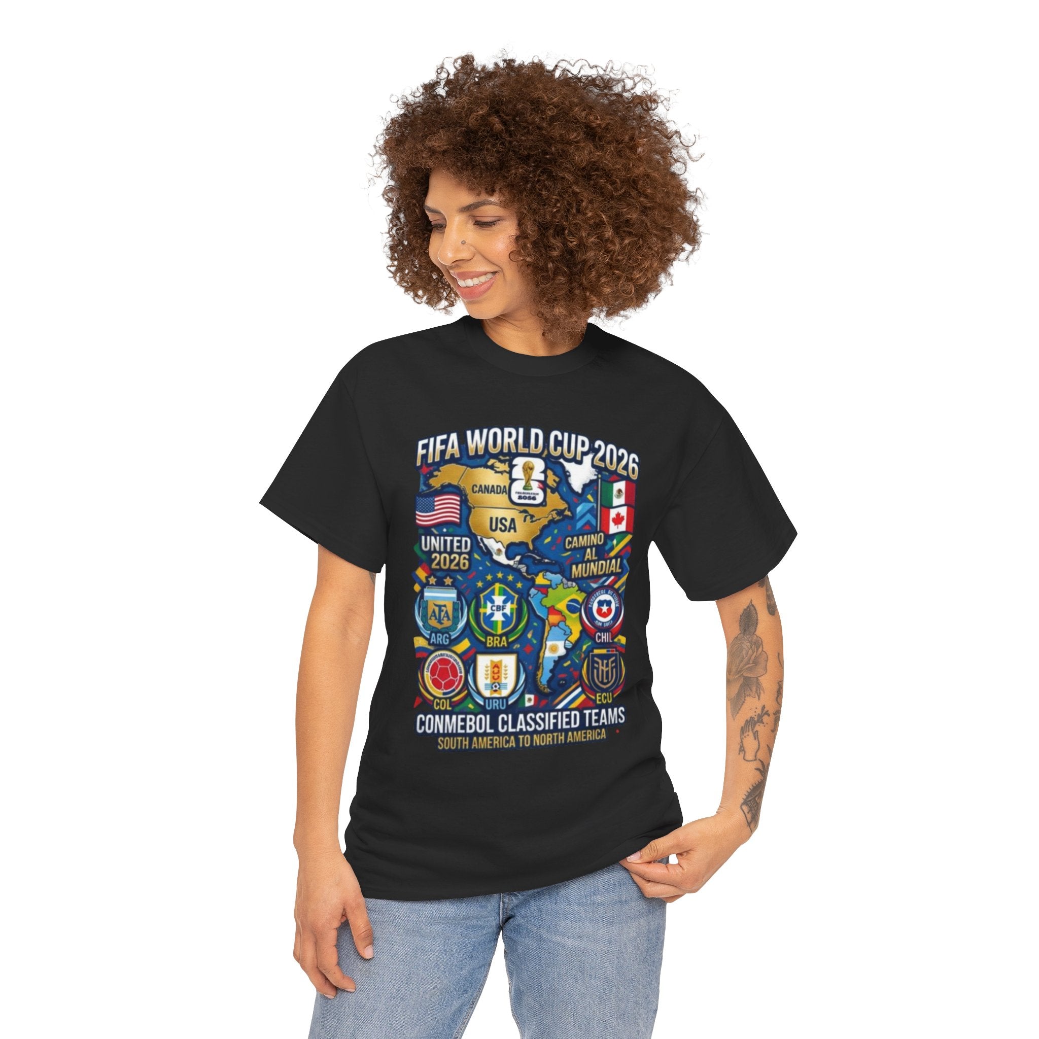 World Cup 2026 Teams T-Shirt — CONMEBOL & CONCACAF Qualified Badges Tee