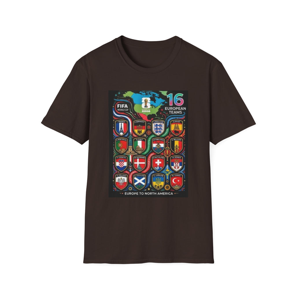 European Teams World Cup T‑Shirt – 16 European Teams Soccer Crest Design