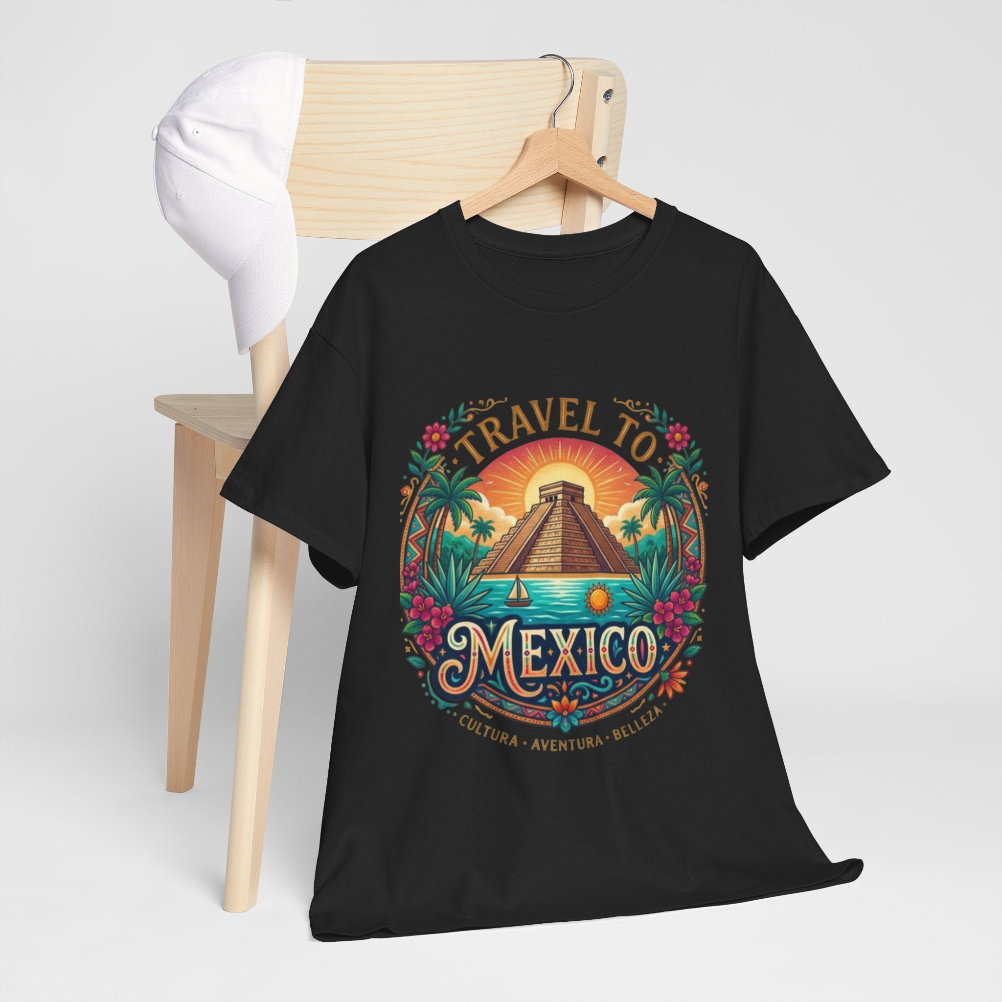 Travel to Mexico T-Shirt — Vintage Pyramid Sunset Vacation Tee