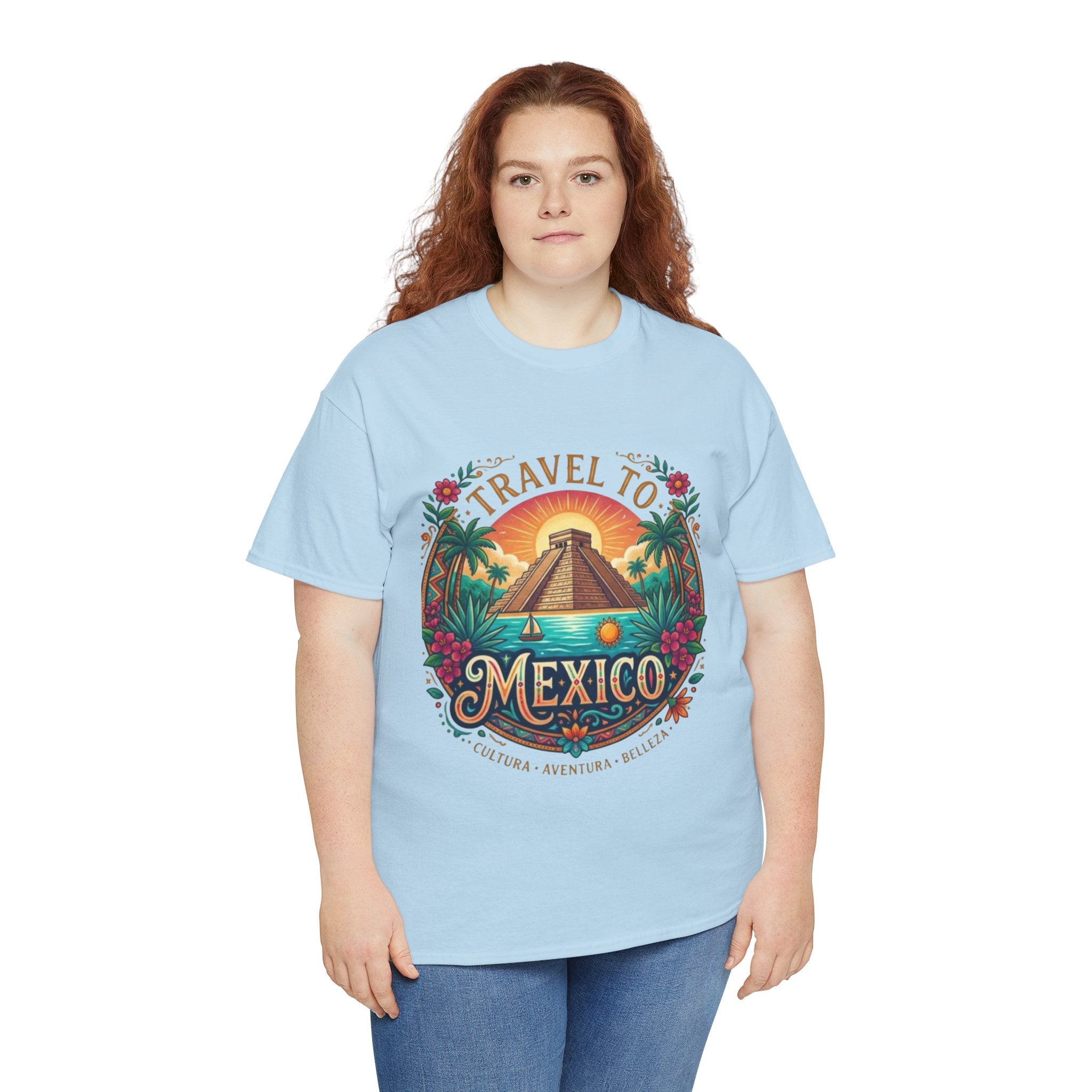 Travel to Mexico T-Shirt — Vintage Pyramid Sunset Vacation Tee