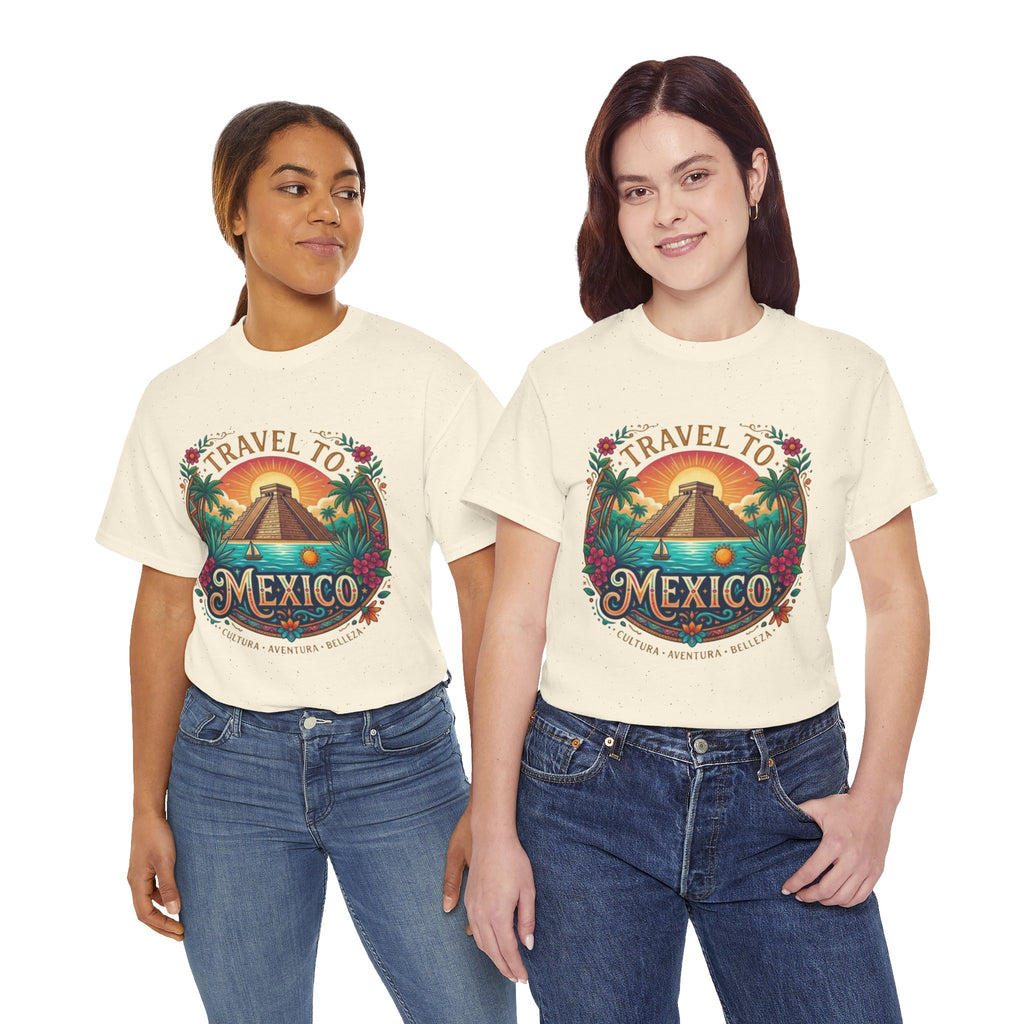 Travel to Mexico T-Shirt — Vintage Pyramid Sunset Vacation Tee