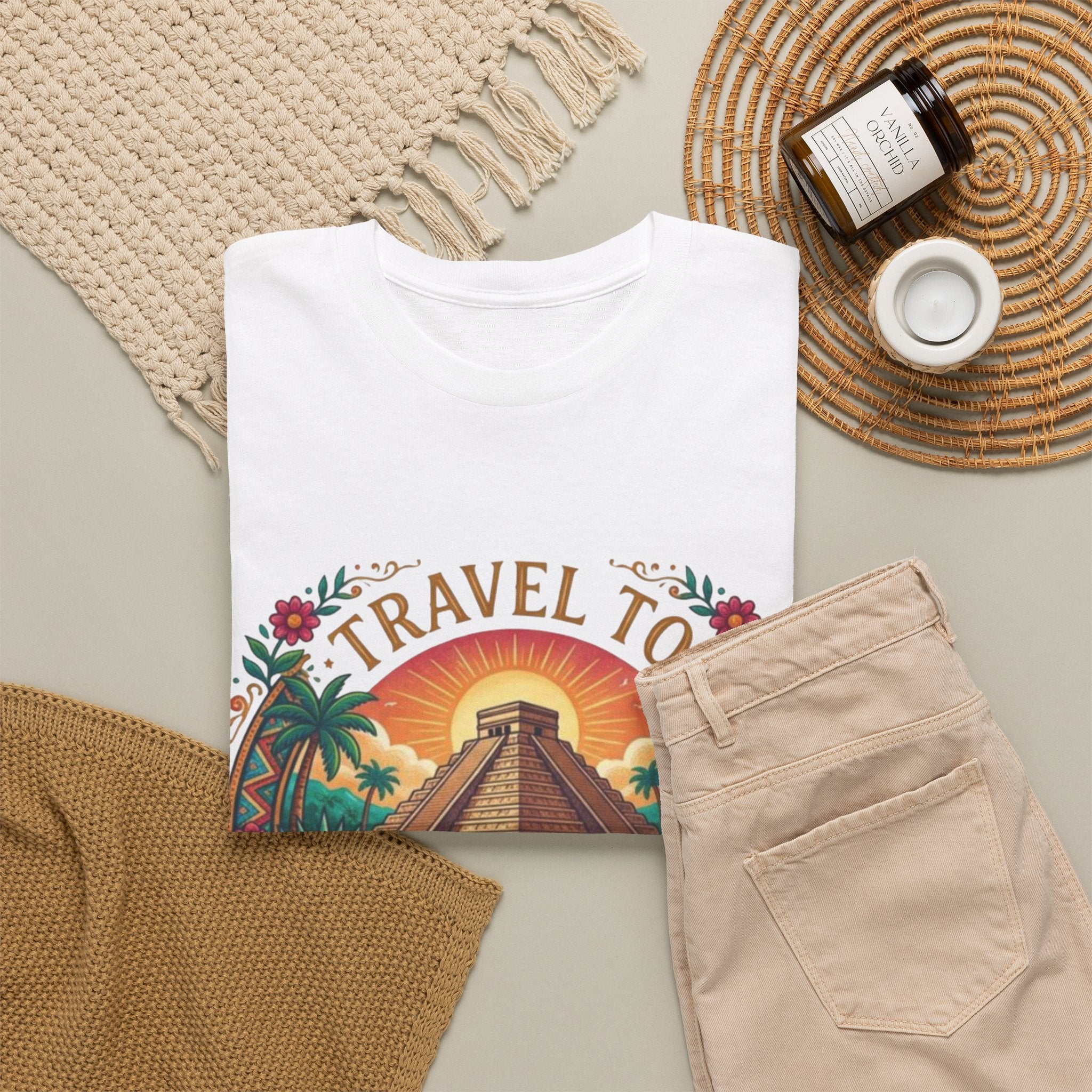 Travel to Mexico T-Shirt — Vintage Pyramid Sunset Vacation Tee