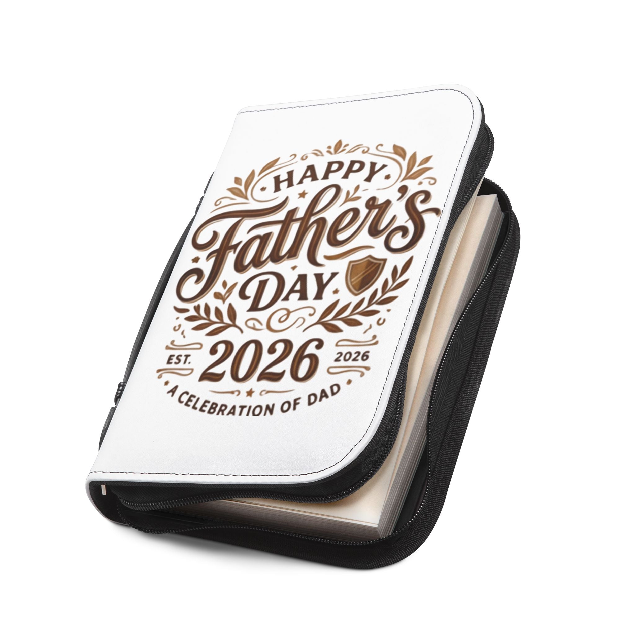 Father's Day 2026 Bible Cover – "Happy Father's Day" Leather Zippered Case