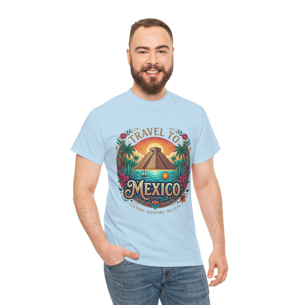 Travel to Mexico T-Shirt — Vintage Pyramid Sunset Vacation Tee