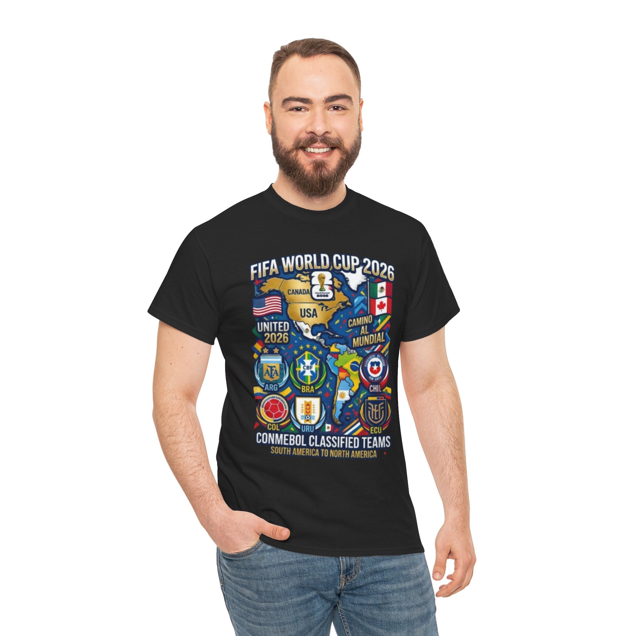 World Cup 2026 Teams T-Shirt — CONMEBOL & CONCACAF Qualified Badges Tee
