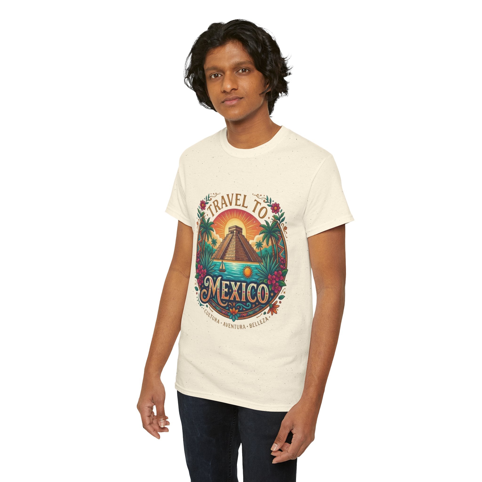 Travel to Mexico T-Shirt — Vintage Pyramid Sunset Vacation Tee