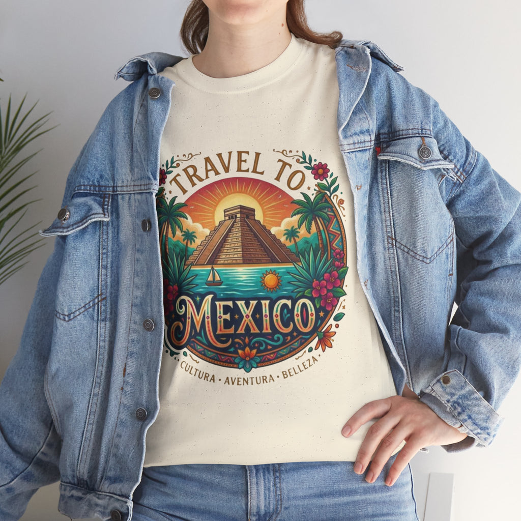 Travel to Mexico T-Shirt — Vintage Pyramid Sunset Vacation Tee