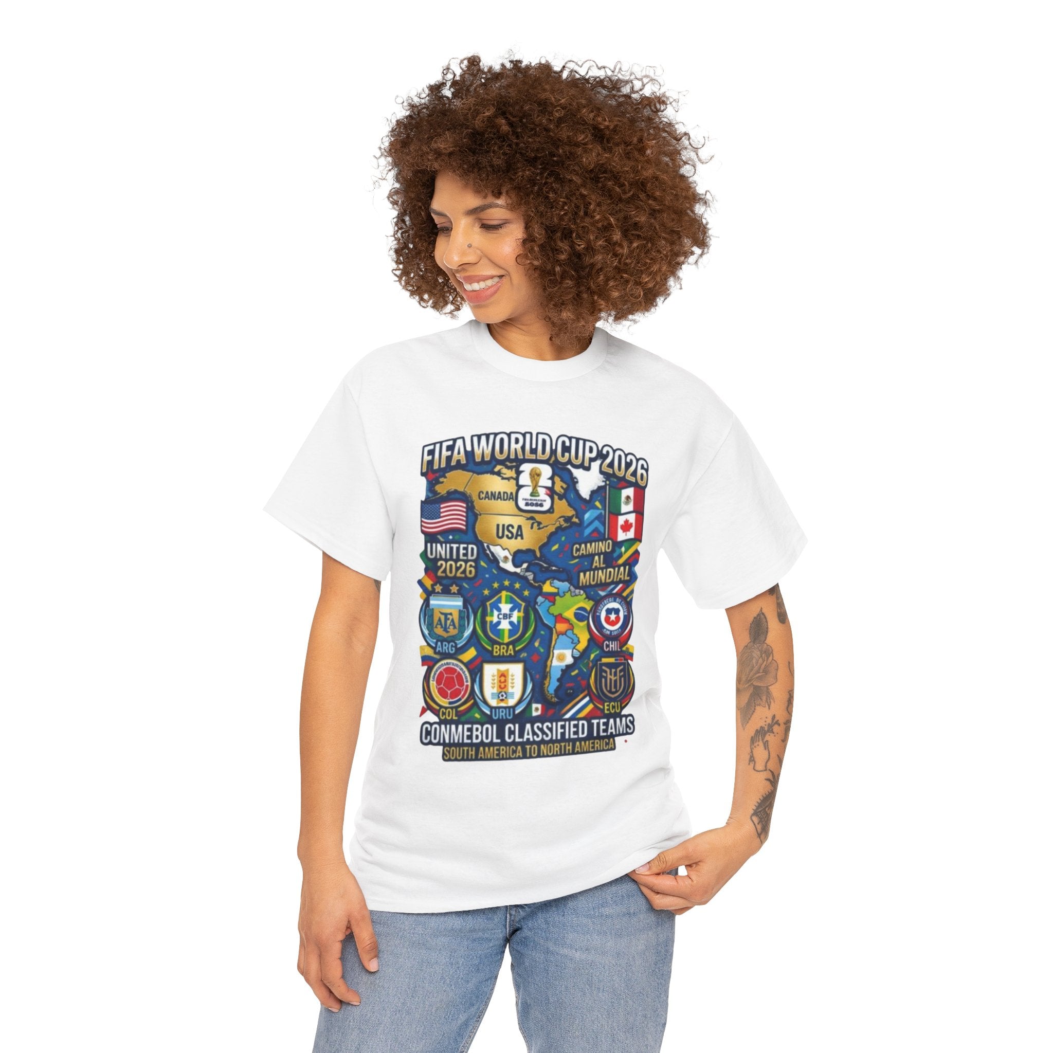 World Cup 2026 Teams T-Shirt — CONMEBOL & CONCACAF Qualified Badges Tee