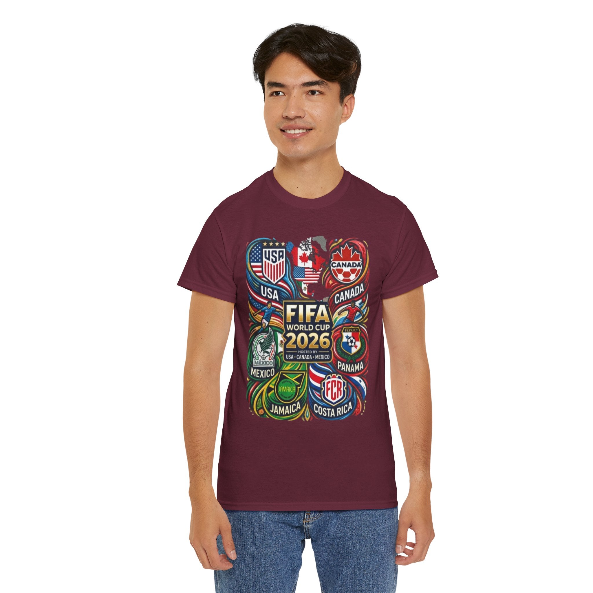 World Cup 2026 Teams T-Shirt – USA Canada Mexico & CONCACAF Badges Soccer Tee