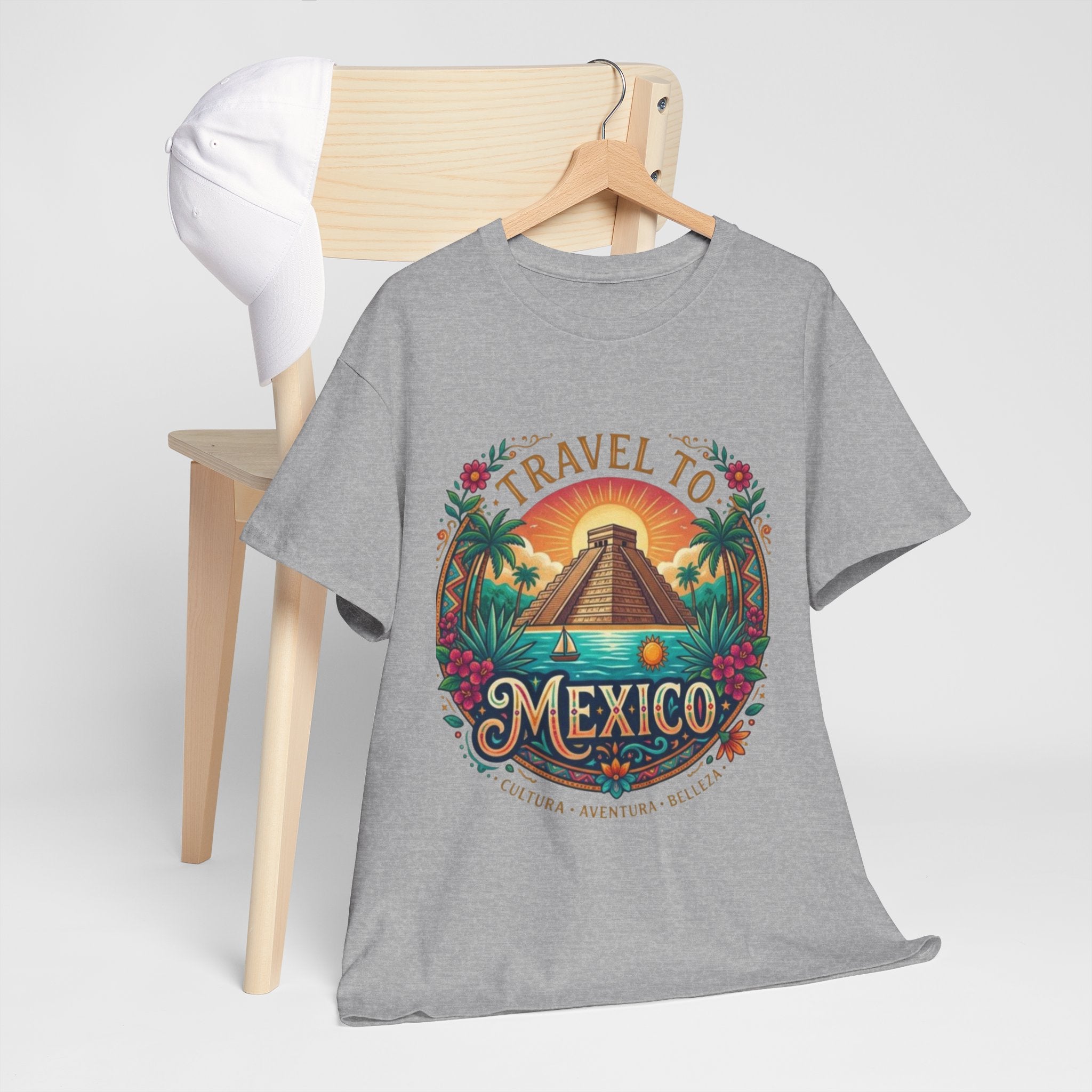 Travel to Mexico T-Shirt — Vintage Pyramid Sunset Vacation Tee