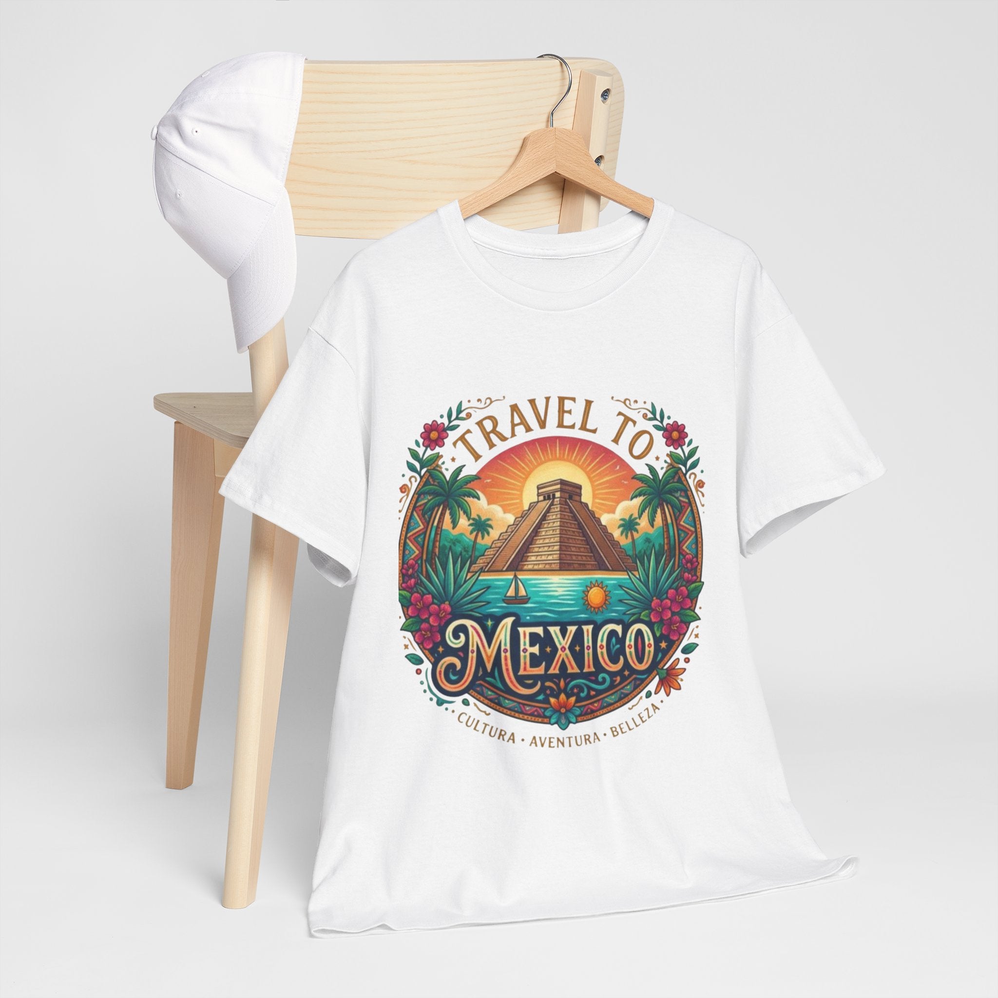Travel to Mexico T-Shirt — Vintage Pyramid Sunset Vacation Tee
