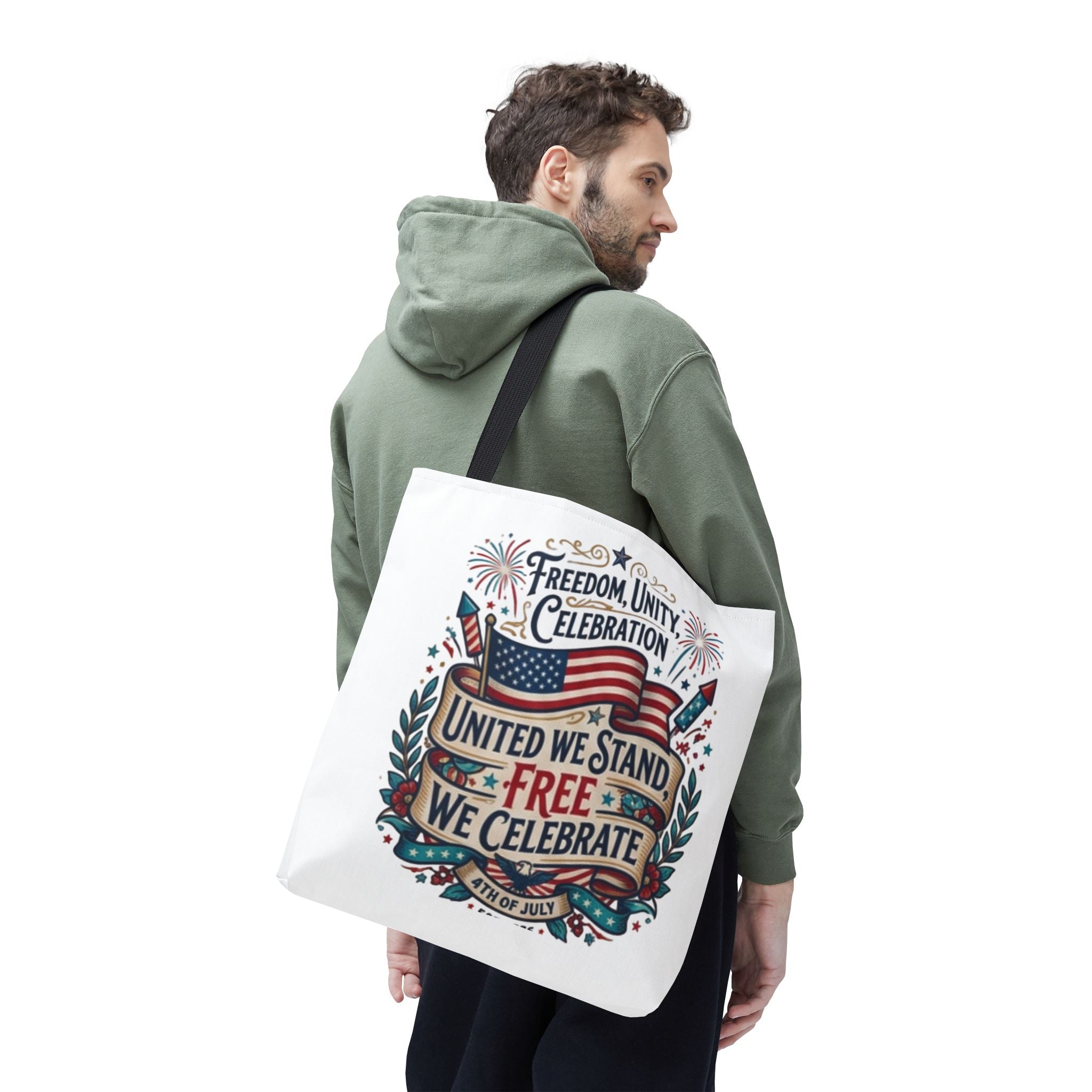 Patriotic 4th of July Tote Bag – "United We Stand, Free We Celebrate"