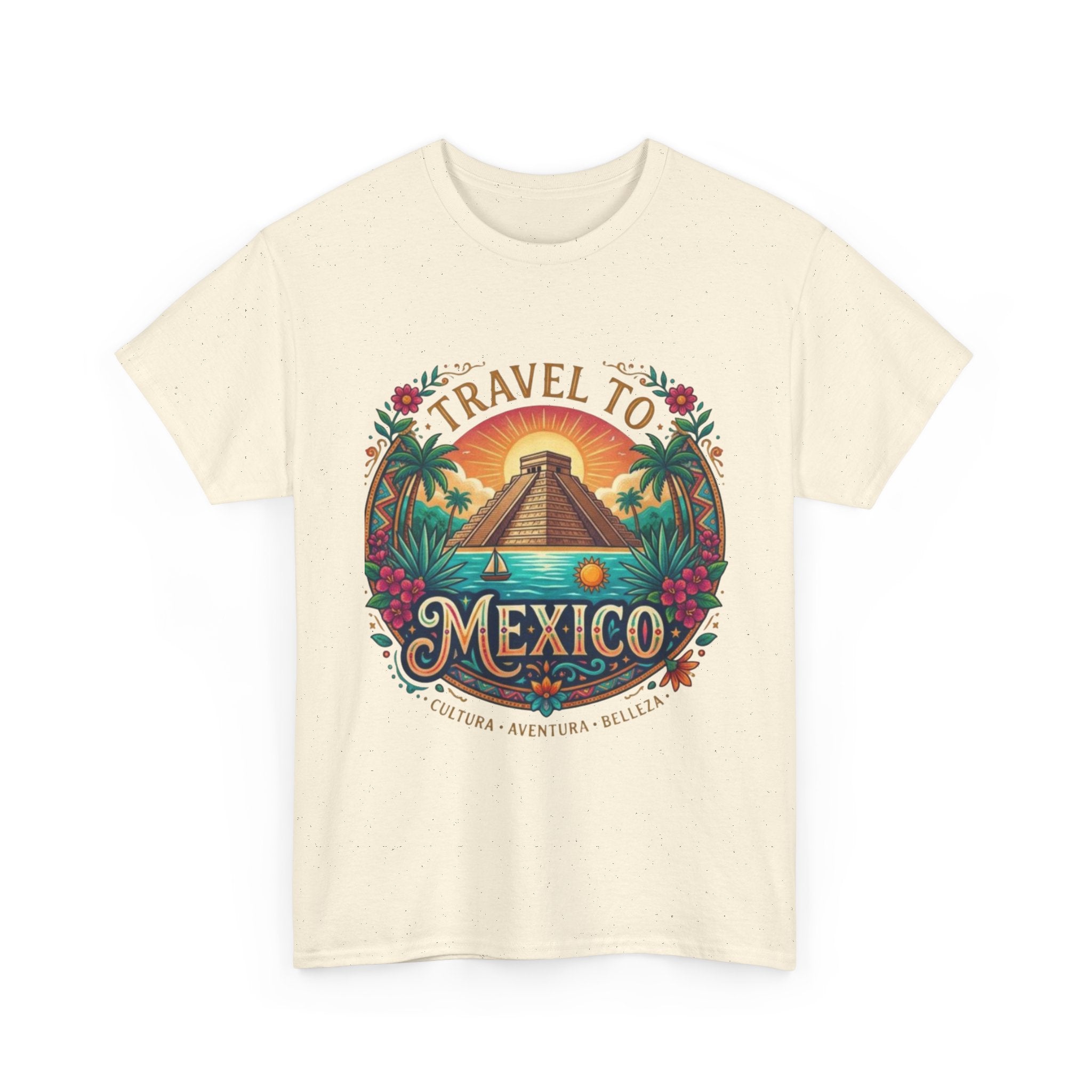 Travel to Mexico T-Shirt — Vintage Pyramid Sunset Vacation Tee