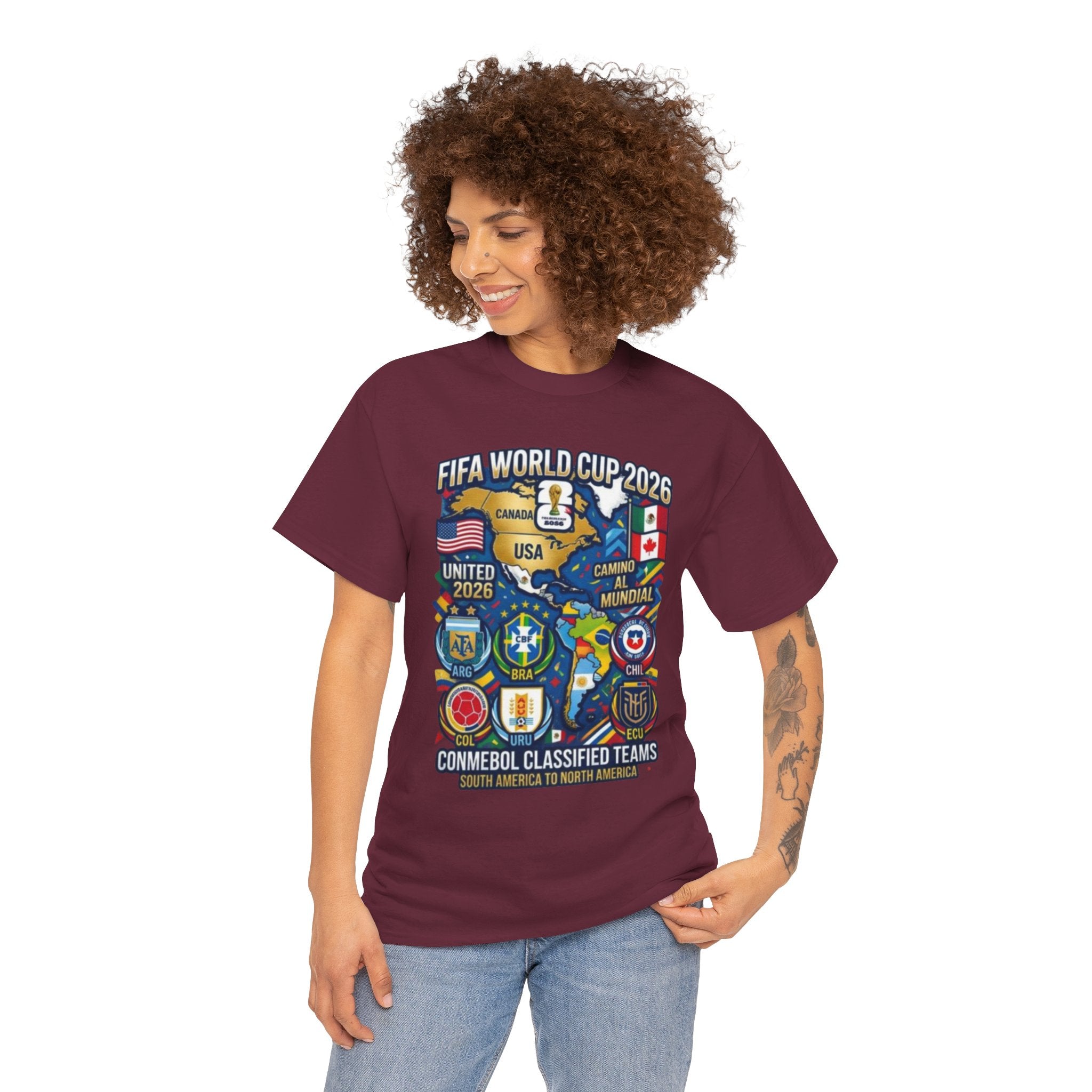 World Cup 2026 Teams T-Shirt — CONMEBOL & CONCACAF Qualified Badges Tee