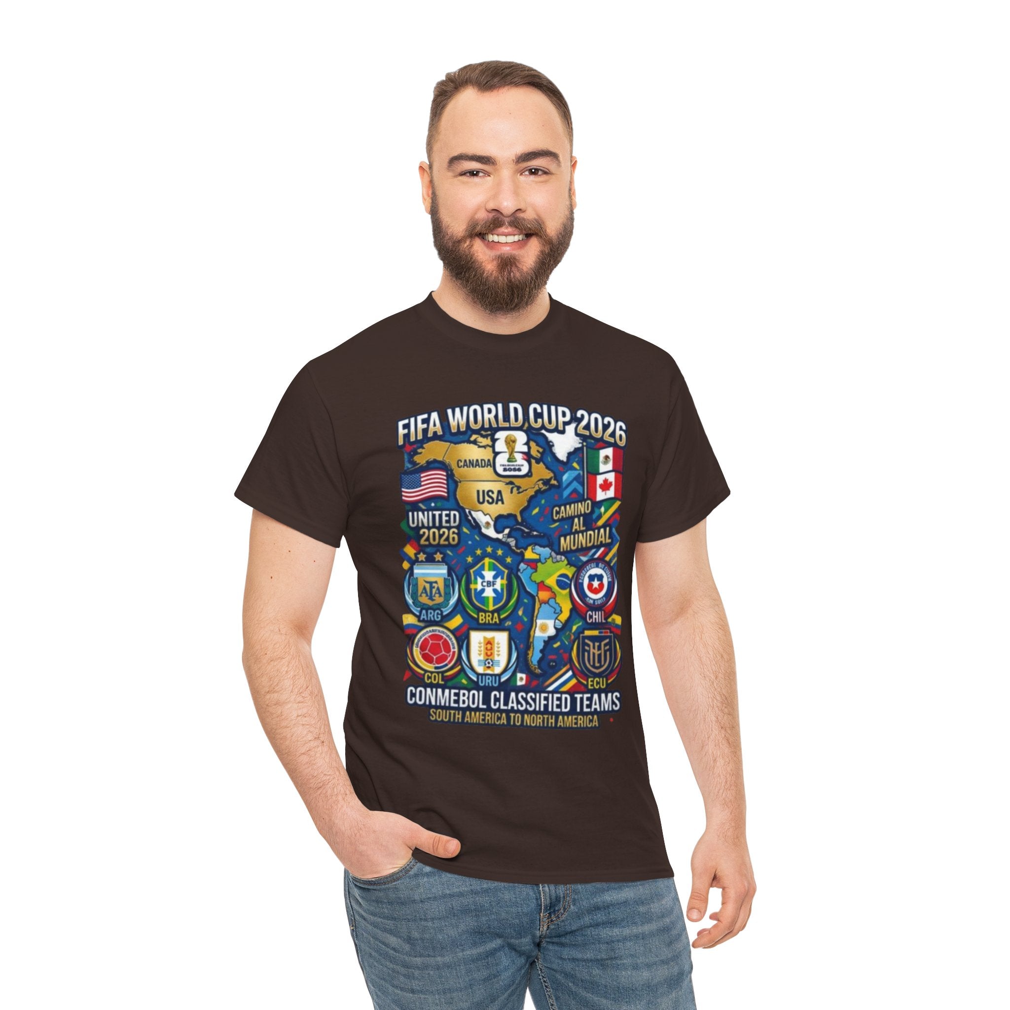 World Cup 2026 Teams T-Shirt — CONMEBOL & CONCACAF Qualified Badges Tee