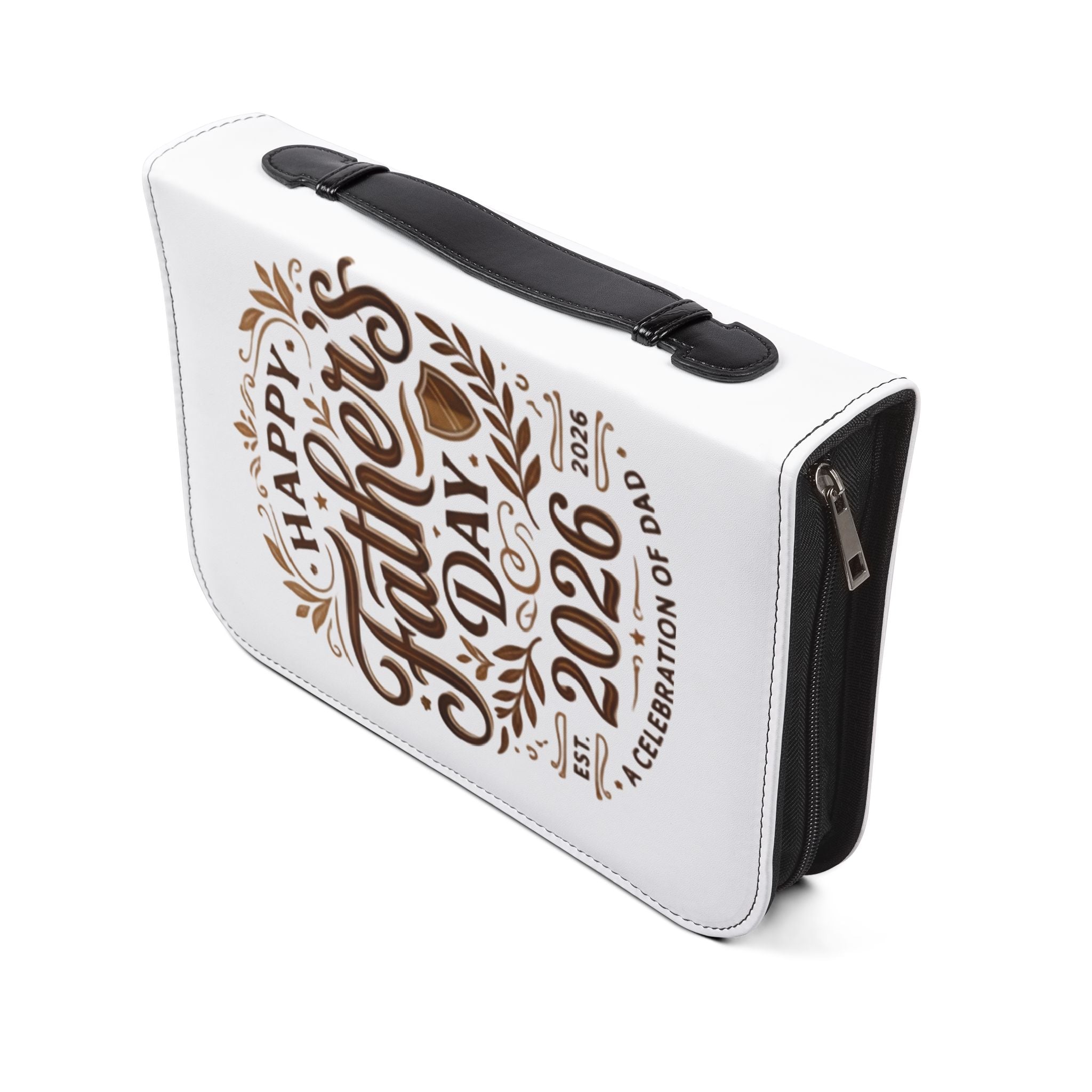 Father's Day 2026 Bible Cover – "Happy Father's Day" Leather Zippered Case