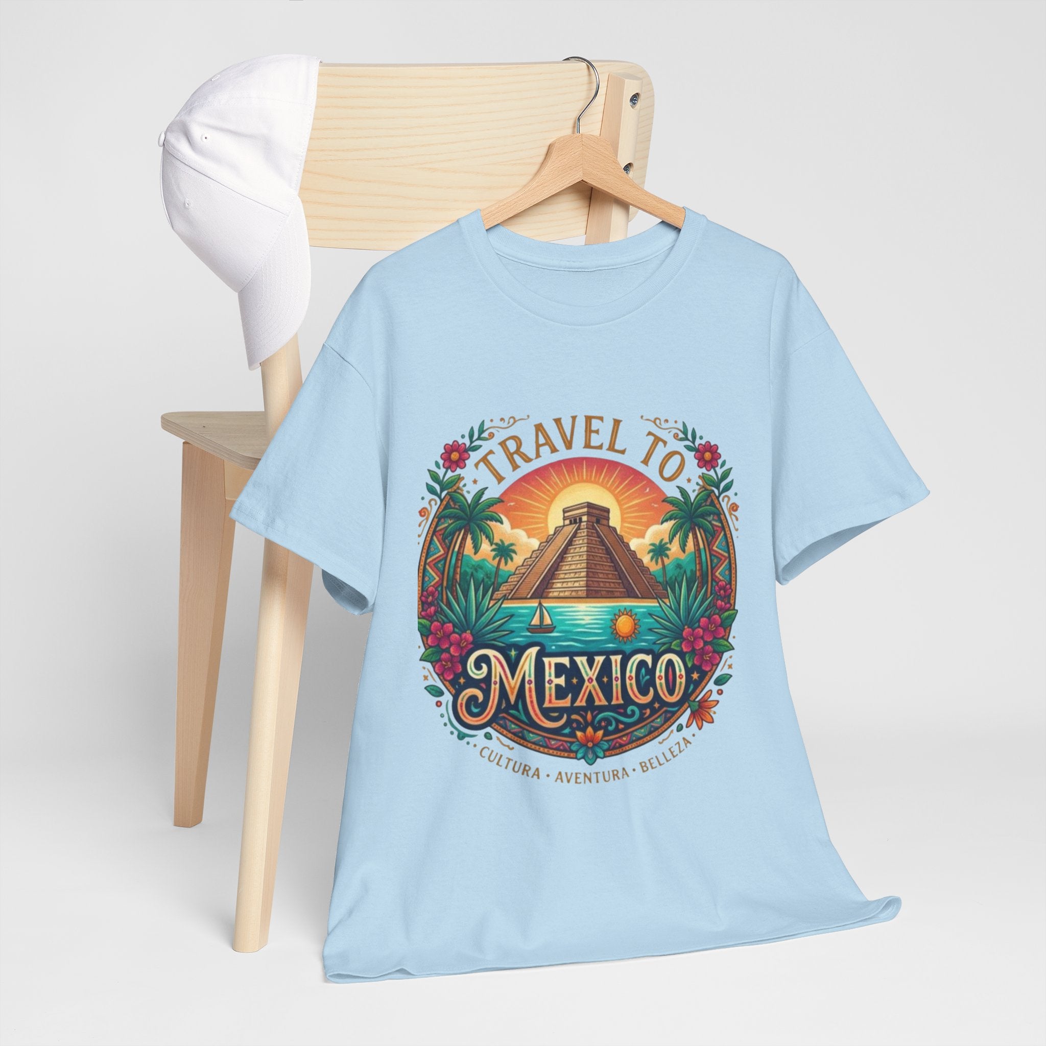 Travel to Mexico T-Shirt — Vintage Pyramid Sunset Vacation Tee