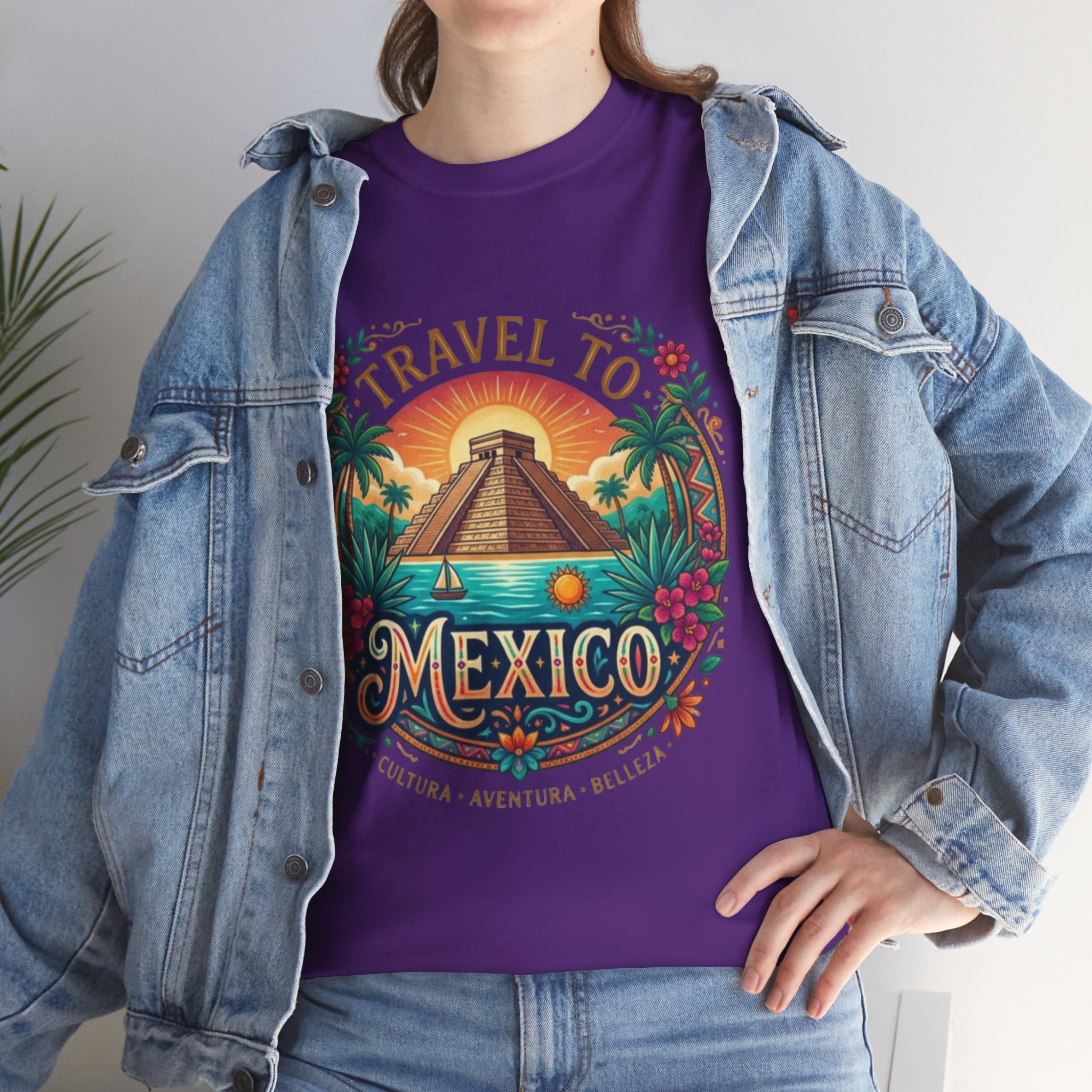 Travel to Mexico T-Shirt — Vintage Pyramid Sunset Vacation Tee