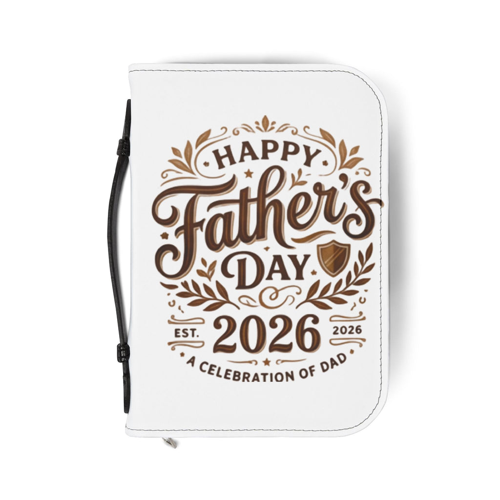 Father's Day 2026 Bible Cover – "Happy Father's Day" Leather Zippered Case