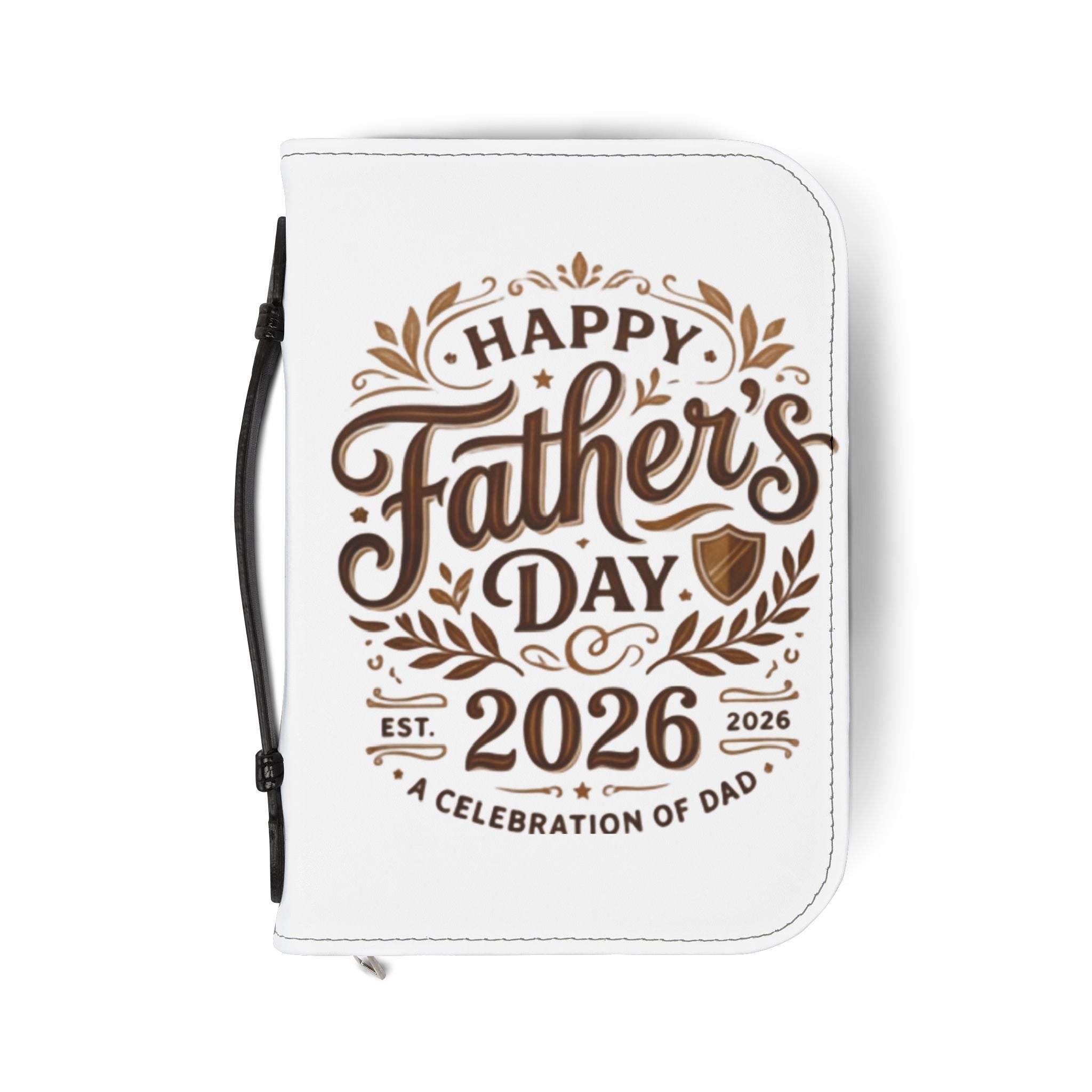 Father's Day 2026 Bible Cover – "Happy Father's Day" Leather Zippered Case