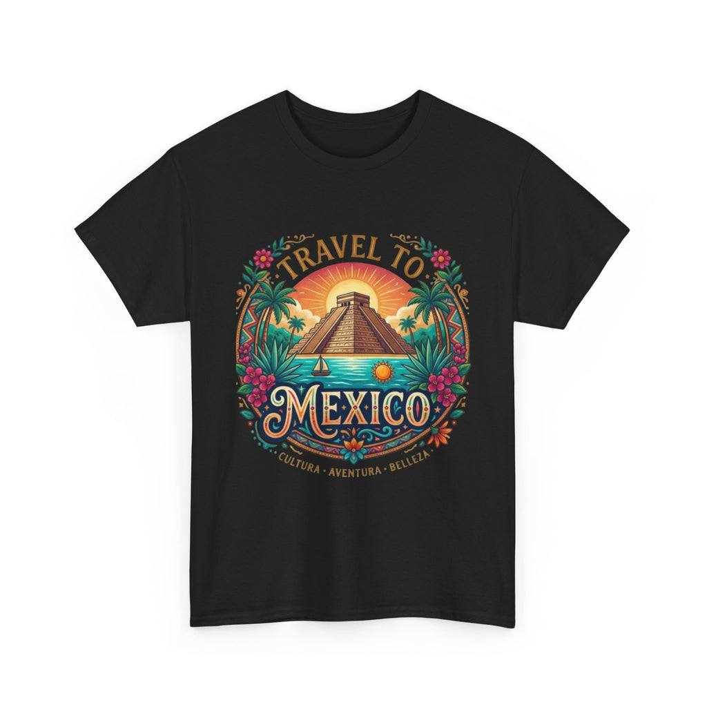 Travel to Mexico T-Shirt — Vintage Pyramid Sunset Vacation Tee