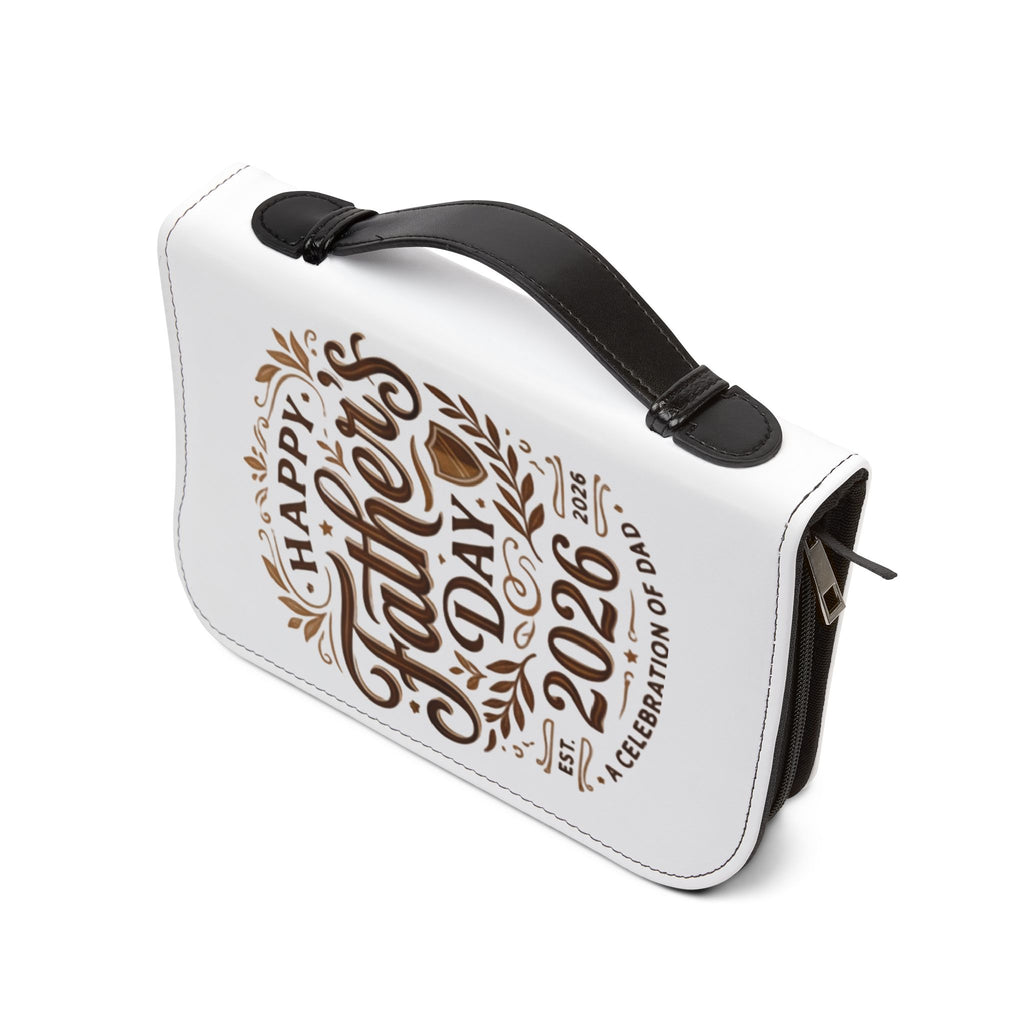 Father's Day 2026 Bible Cover – "Happy Father's Day" Leather Zippered Case