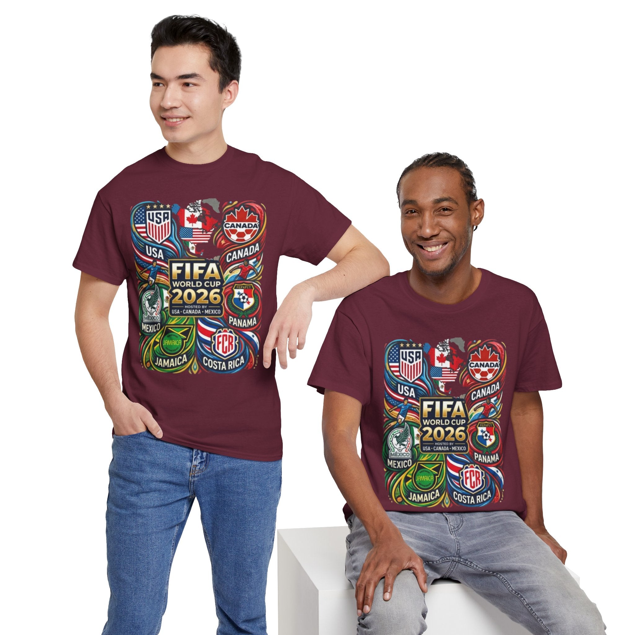 World Cup 2026 Teams T-Shirt – USA Canada Mexico & CONCACAF Badges Soccer Tee