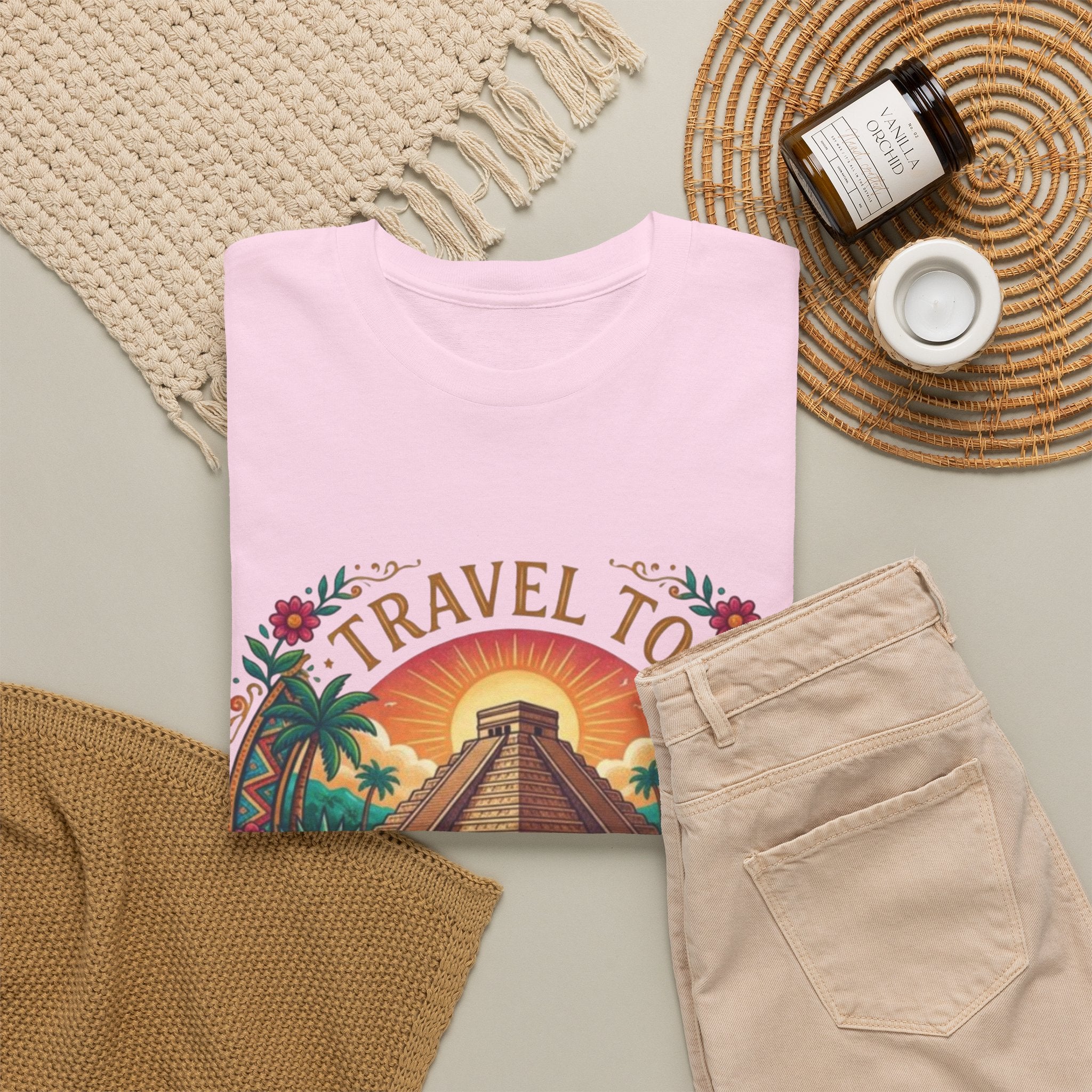 Travel to Mexico T-Shirt — Vintage Pyramid Sunset Vacation Tee