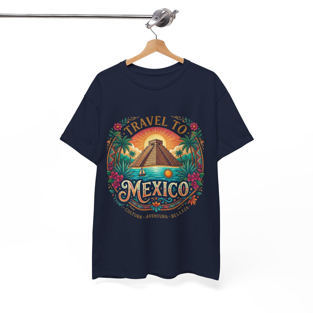 Travel to Mexico T-Shirt — Vintage Pyramid Sunset Vacation Tee