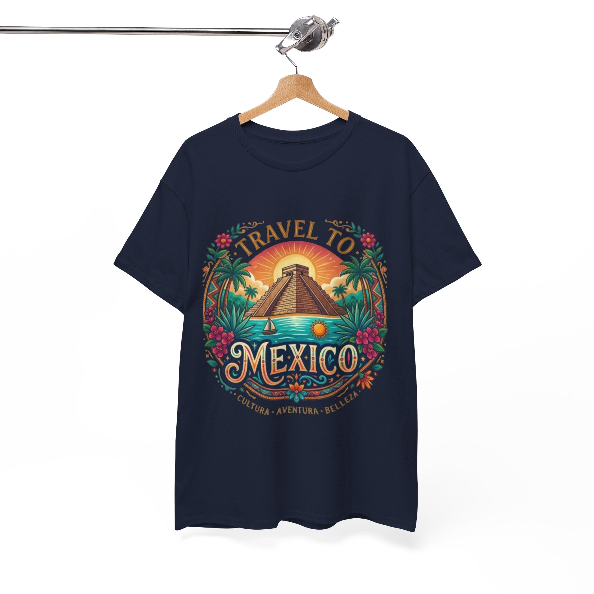 Travel to Mexico T-Shirt — Vintage Pyramid Sunset Vacation Tee