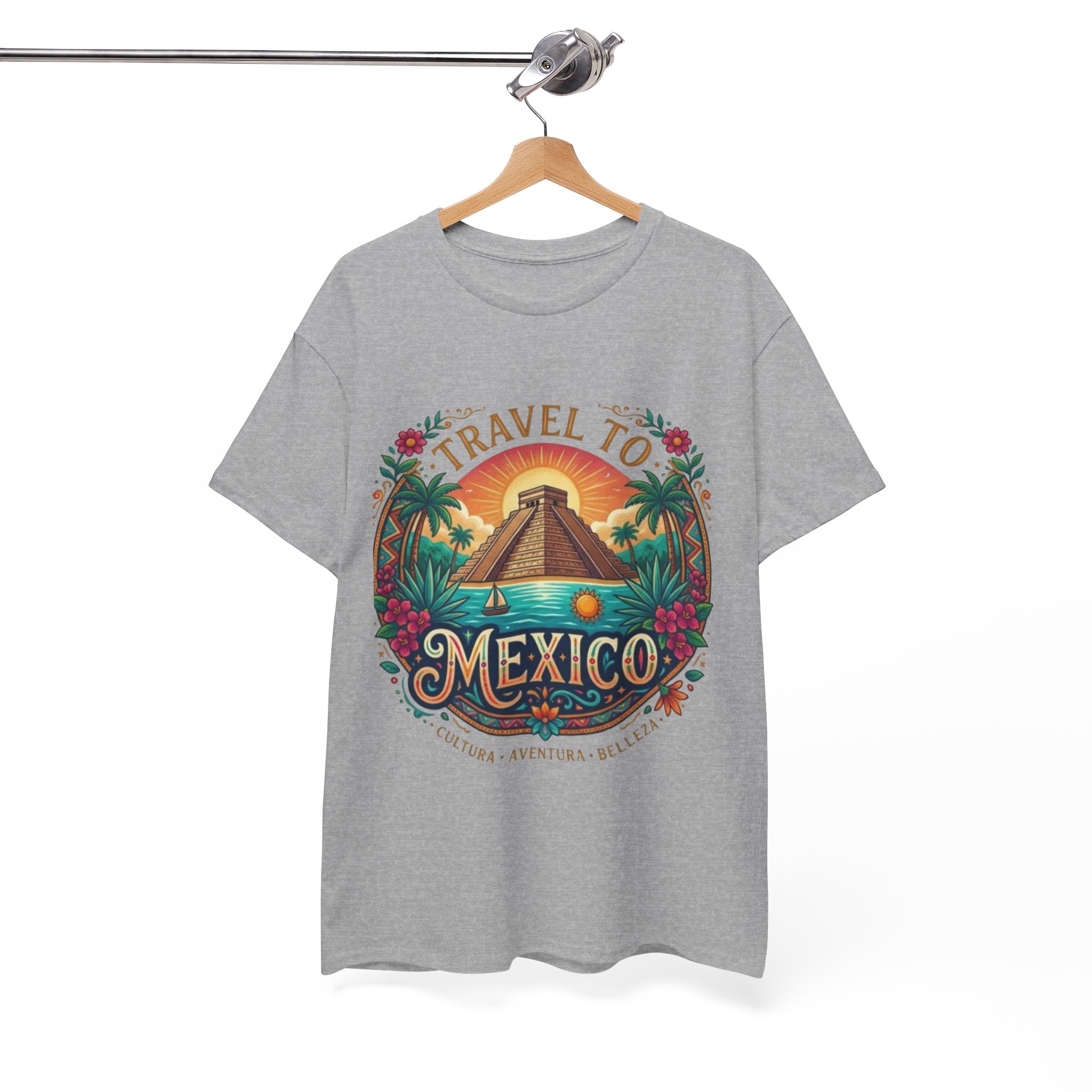 Travel to Mexico T-Shirt — Vintage Pyramid Sunset Vacation Tee