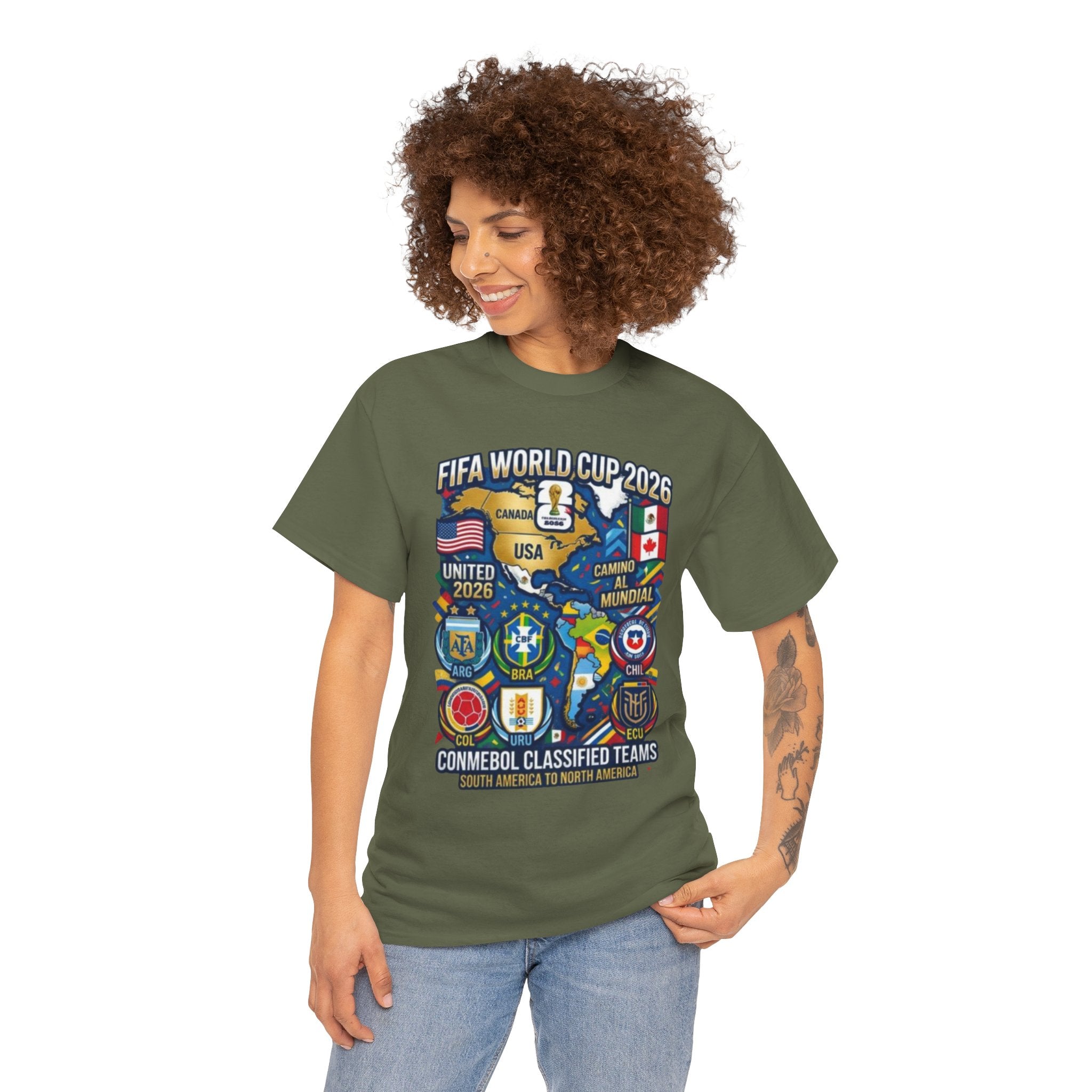 World Cup 2026 Teams T-Shirt — CONMEBOL & CONCACAF Qualified Badges Tee