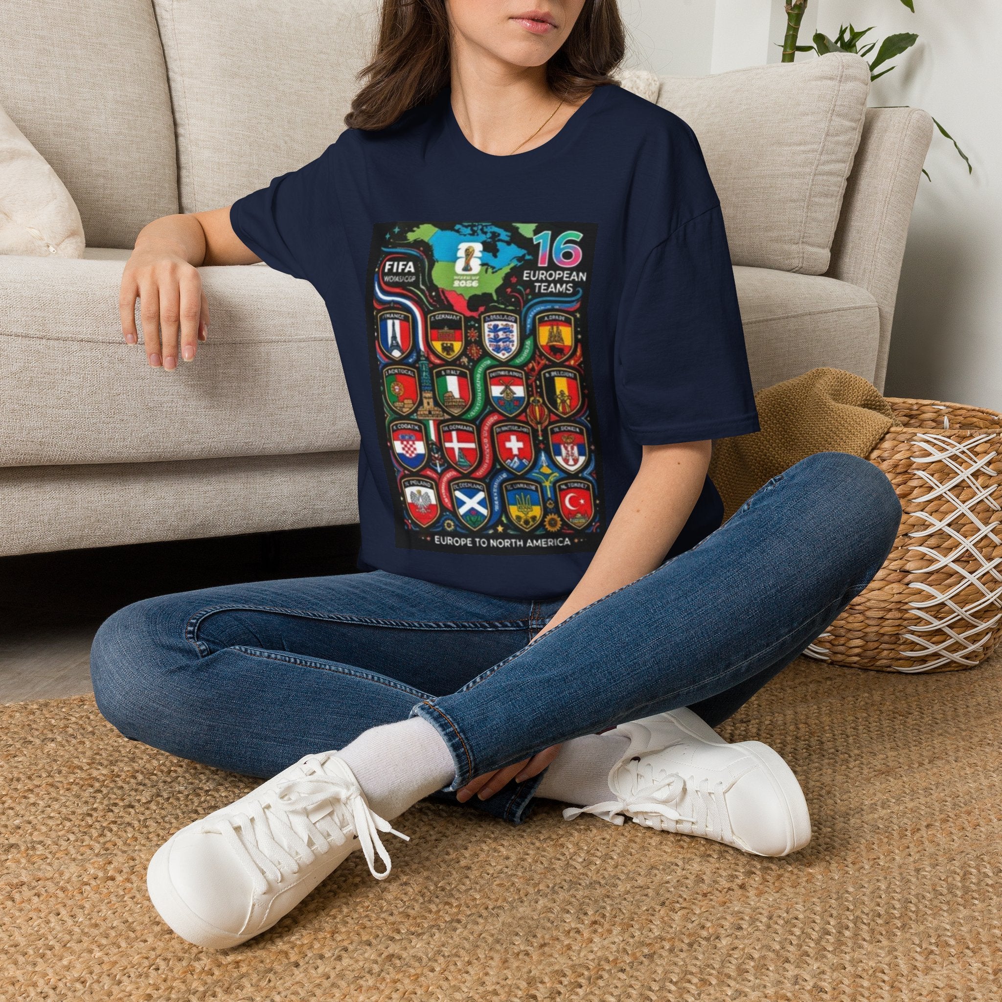 European Teams World Cup T‑Shirt – 16 European Teams Soccer Crest Design