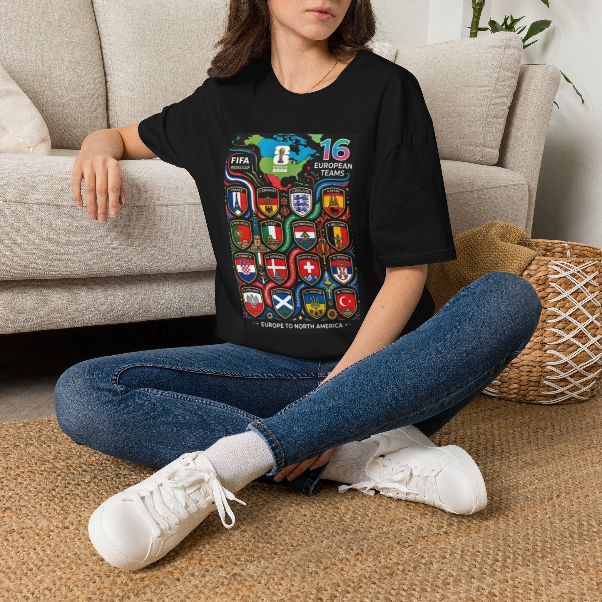 European Teams World Cup T‑Shirt – 16 European Teams Soccer Crest Design