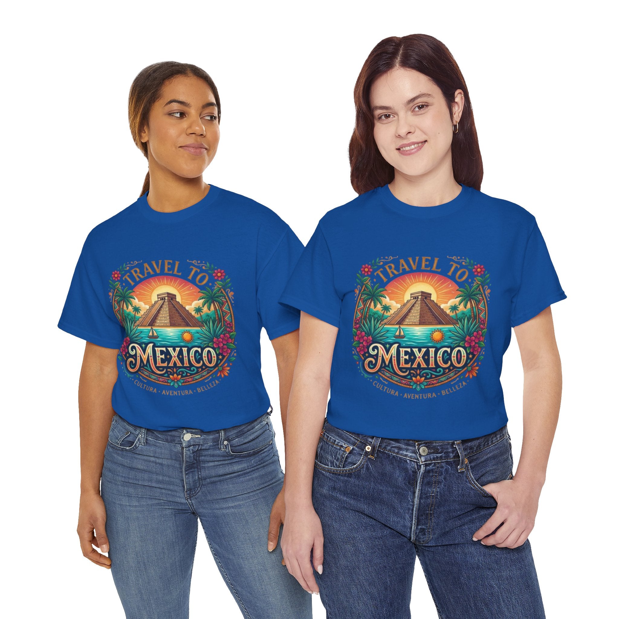 Travel to Mexico T-Shirt — Vintage Pyramid Sunset Vacation Tee