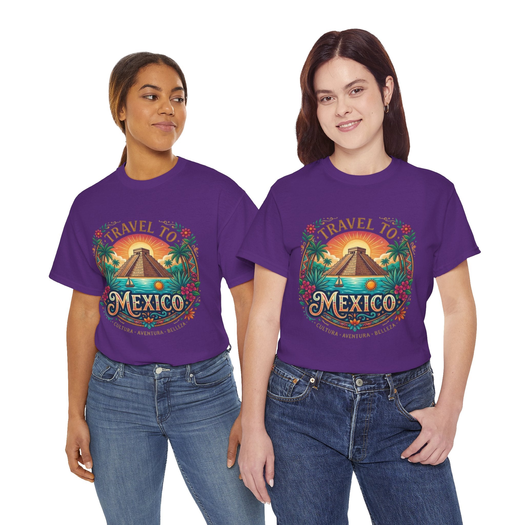 Travel to Mexico T-Shirt — Vintage Pyramid Sunset Vacation Tee