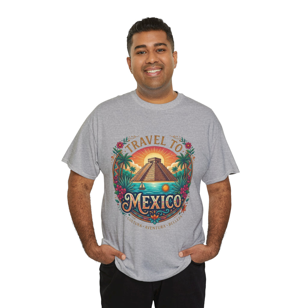 Travel to Mexico T-Shirt — Vintage Pyramid Sunset Vacation Tee
