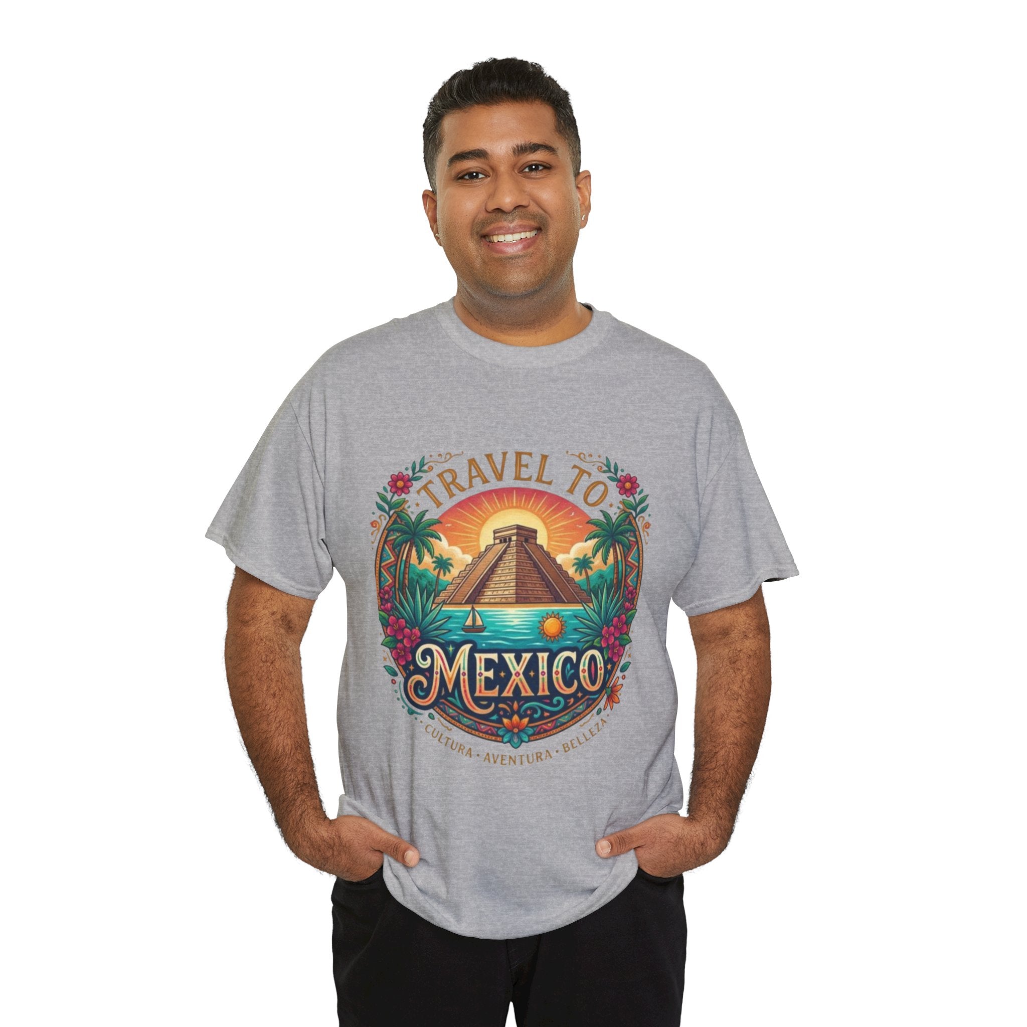 Travel to Mexico T-Shirt — Vintage Pyramid Sunset Vacation Tee