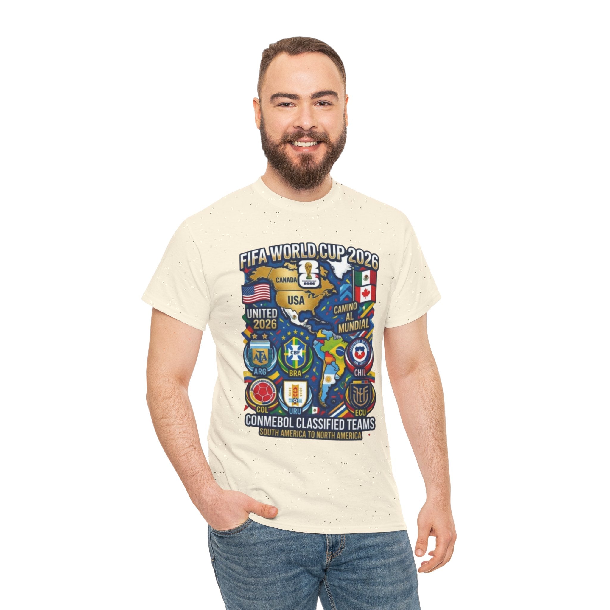 World Cup 2026 Teams T-Shirt — CONMEBOL & CONCACAF Qualified Badges Tee