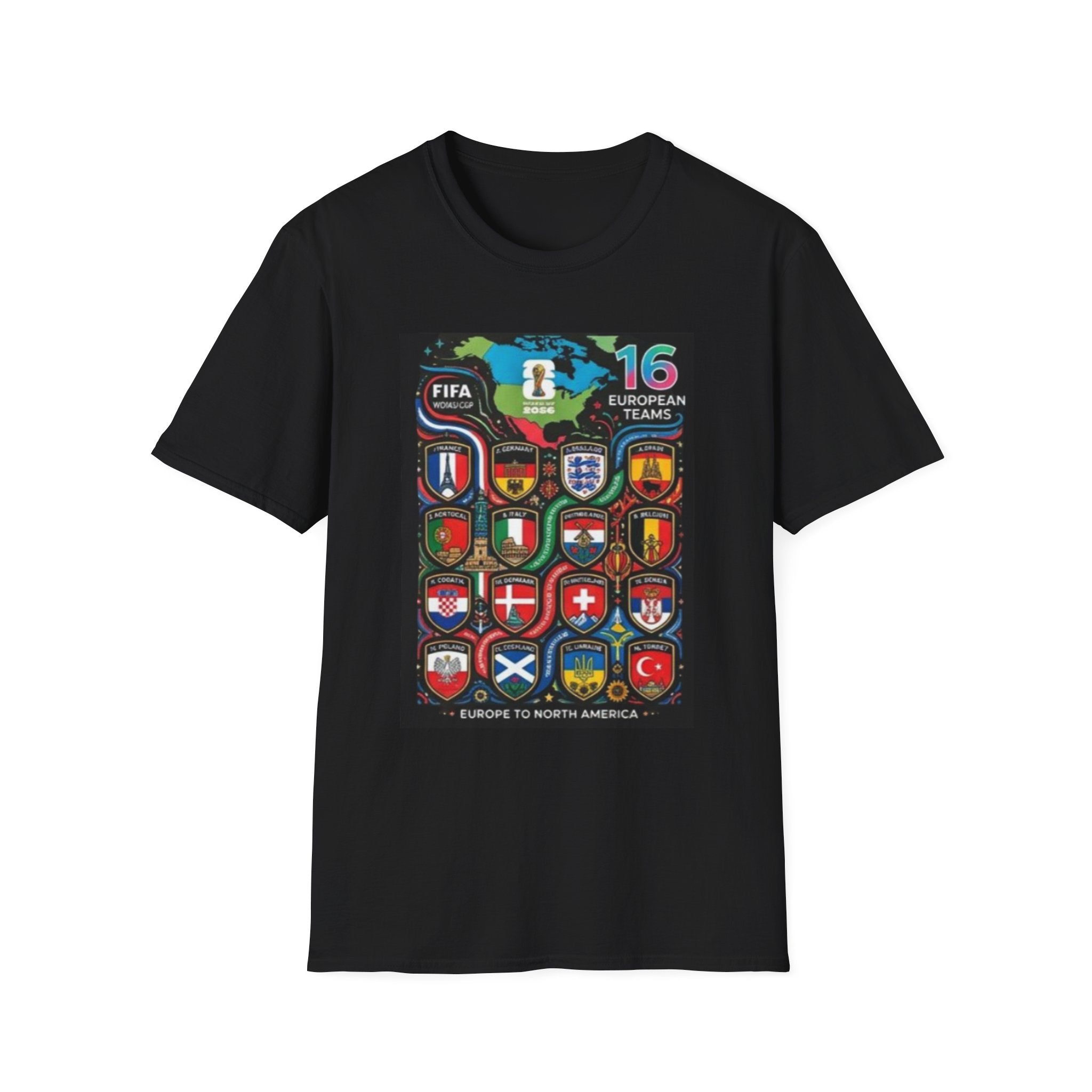European Teams World Cup T‑Shirt – 16 European Teams Soccer Crest Design