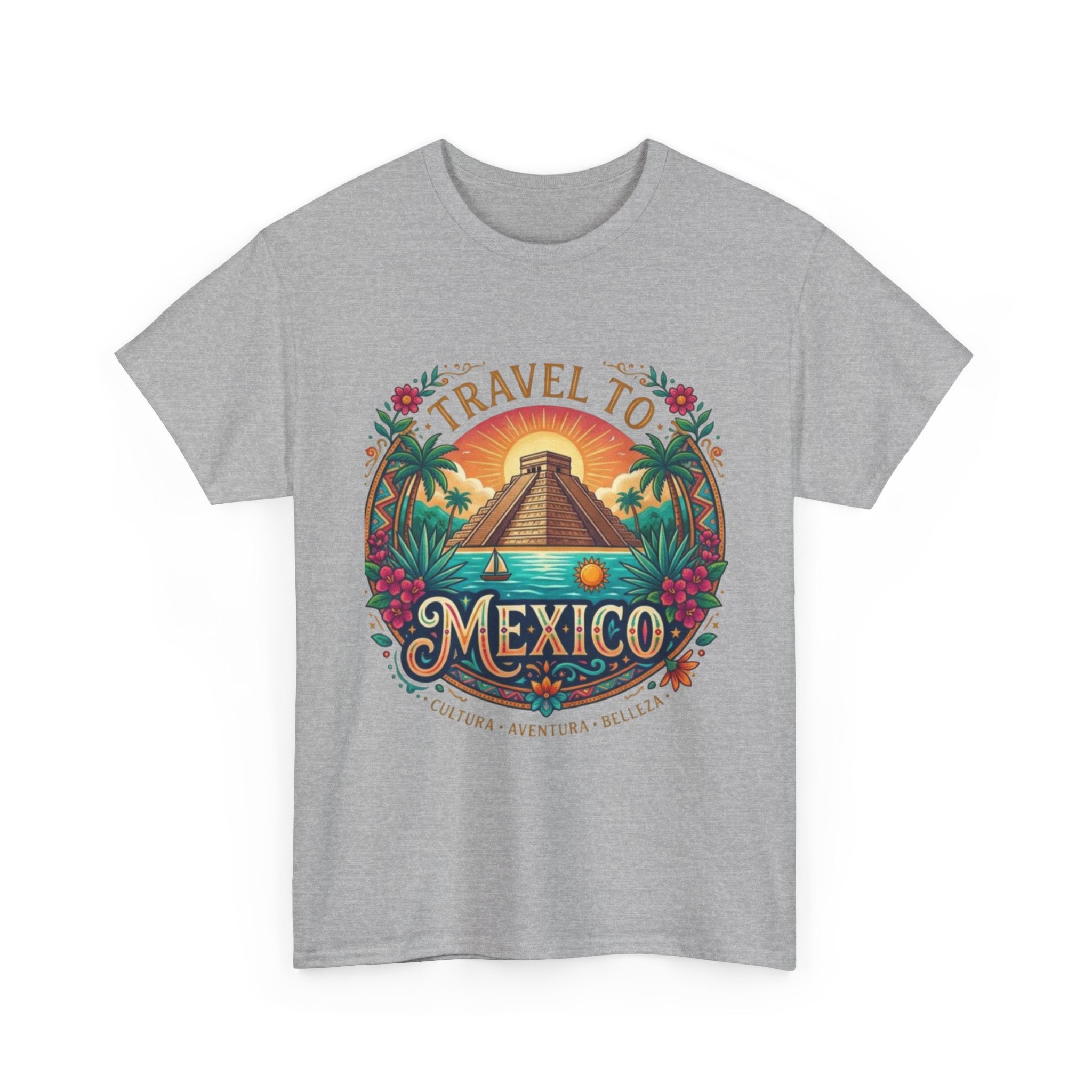 Travel to Mexico T-Shirt — Vintage Pyramid Sunset Vacation Tee